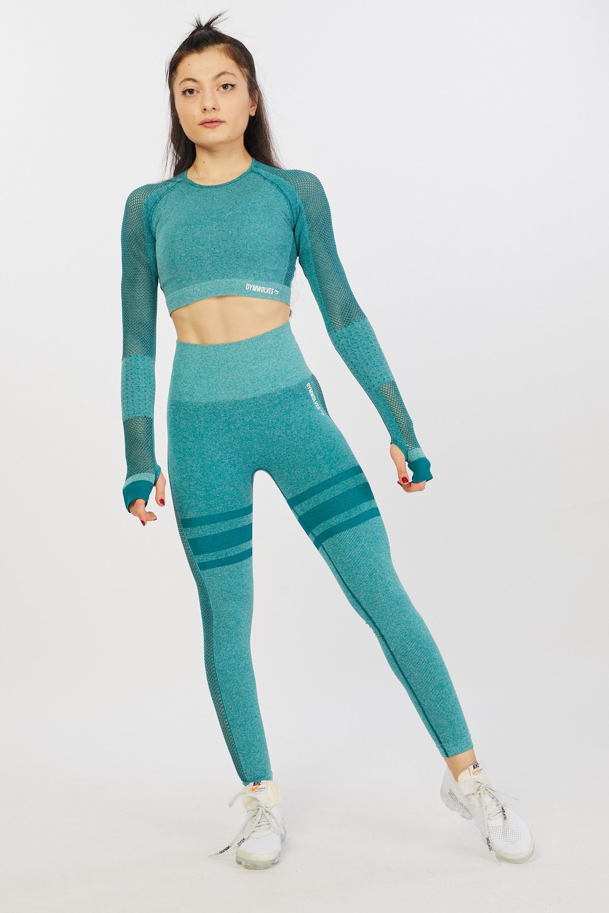 Gymwolves Dikişsiz Spor Tayt | Seamles Leggings | Yeşil | Queen Serisi |