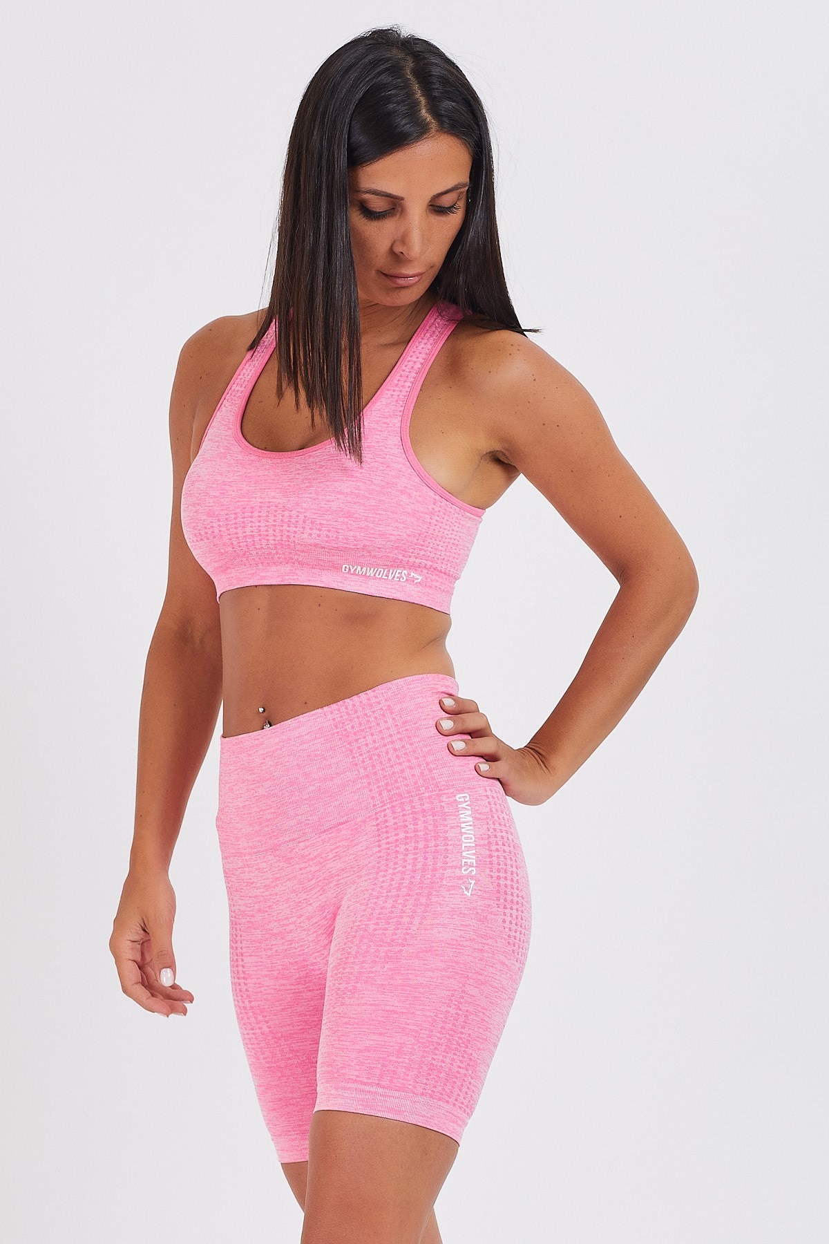 Gymwolves Kadın Spor Şort | Açık Pembe | Aktivated Serisi | Dikişsiz Spor Şort | Woman Biker Sports Sorts
