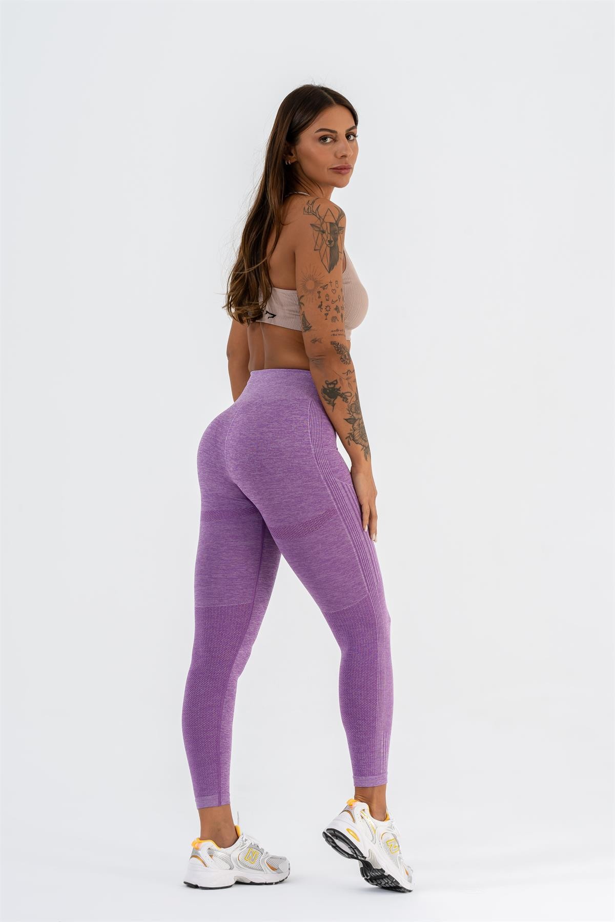 Gymwolves Dikişsiz Spor Tayt | Seamles Leggings | Mor | Enerji Serisi |