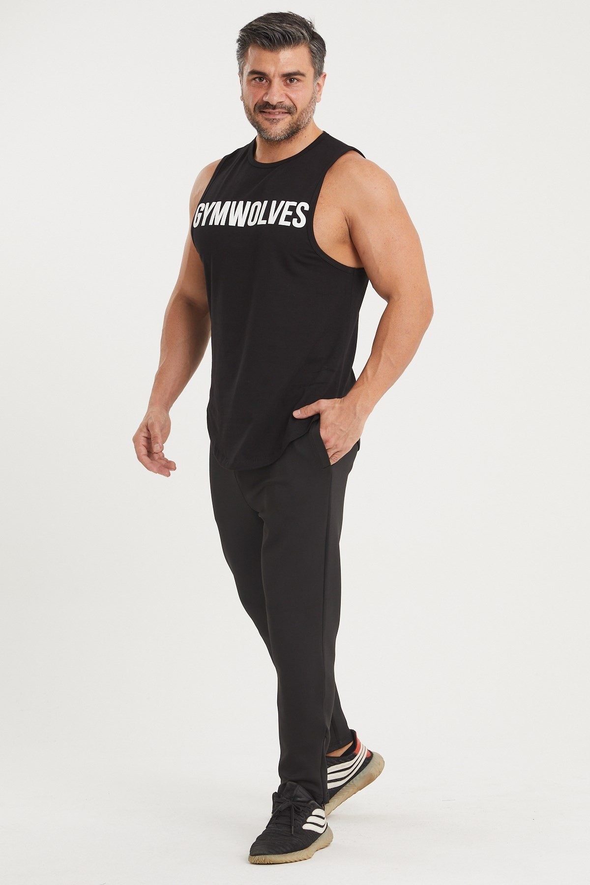 Gymwolves Erkek Kolsuz T-Shirt | Erkek Spor T-shirt | Siyah | Workout Tanktop |