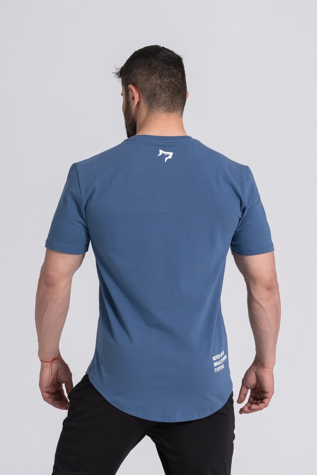Gymwolves Erkek Spor T-Shirt | T-shirt | Workout Tanktop | İndigo | Never Give Up |