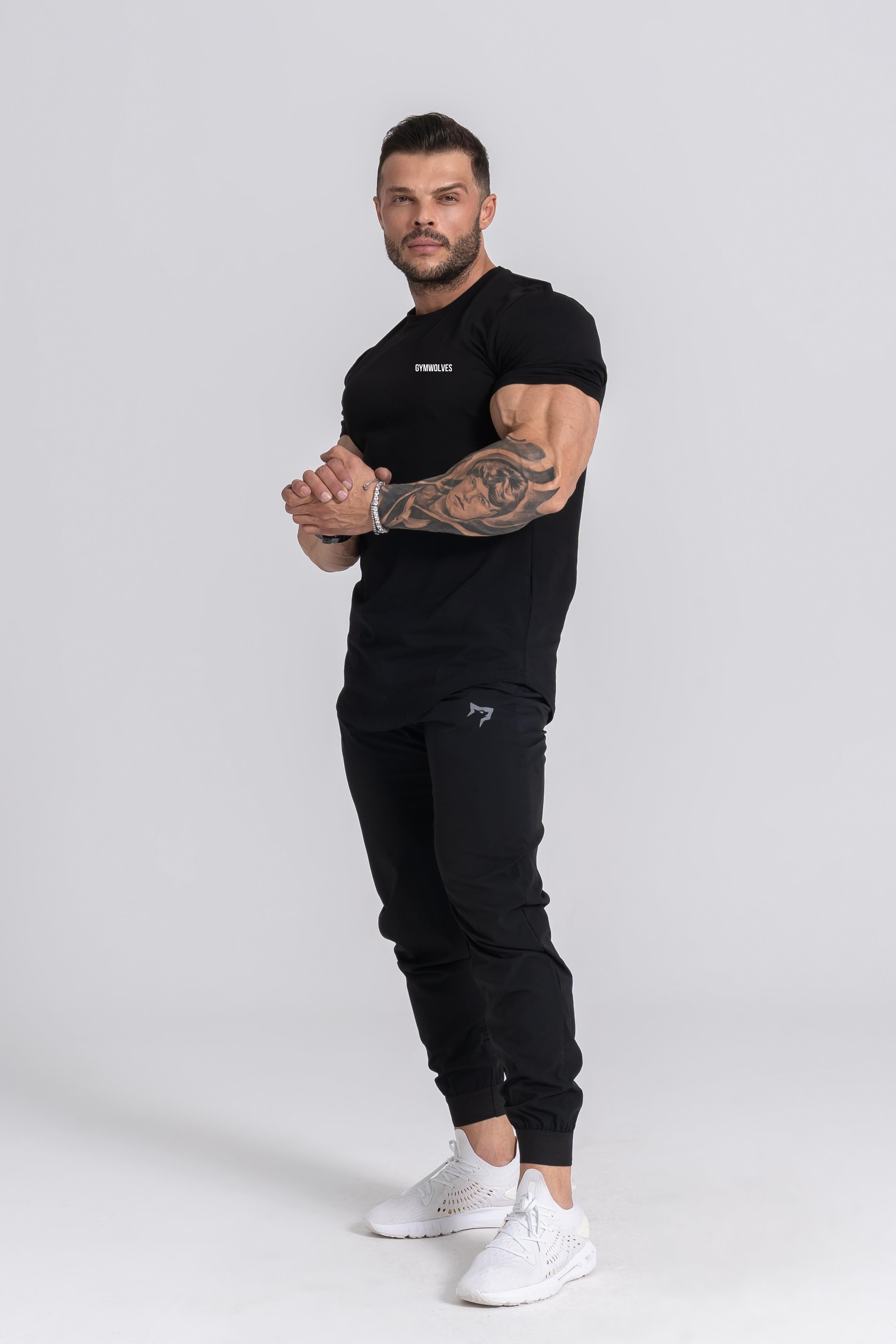 Gymwolves Erkek T-Shirt | Tişört | Erkek Spor T-Shirt | Workout | Siyah |