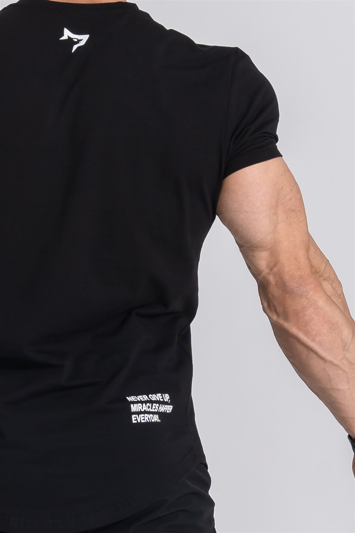 Gymwolves Erkek Spor T-Shirt | T-shirt | Workout Tanktop | Siyah | Never Give Up |