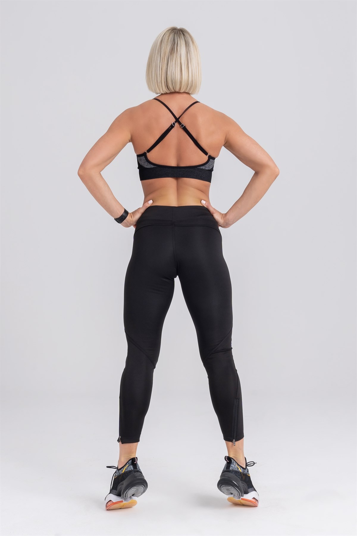 Gymwolves Spor Tayt | Push Up Woman Sports Leggings | Siyah | Running Series |