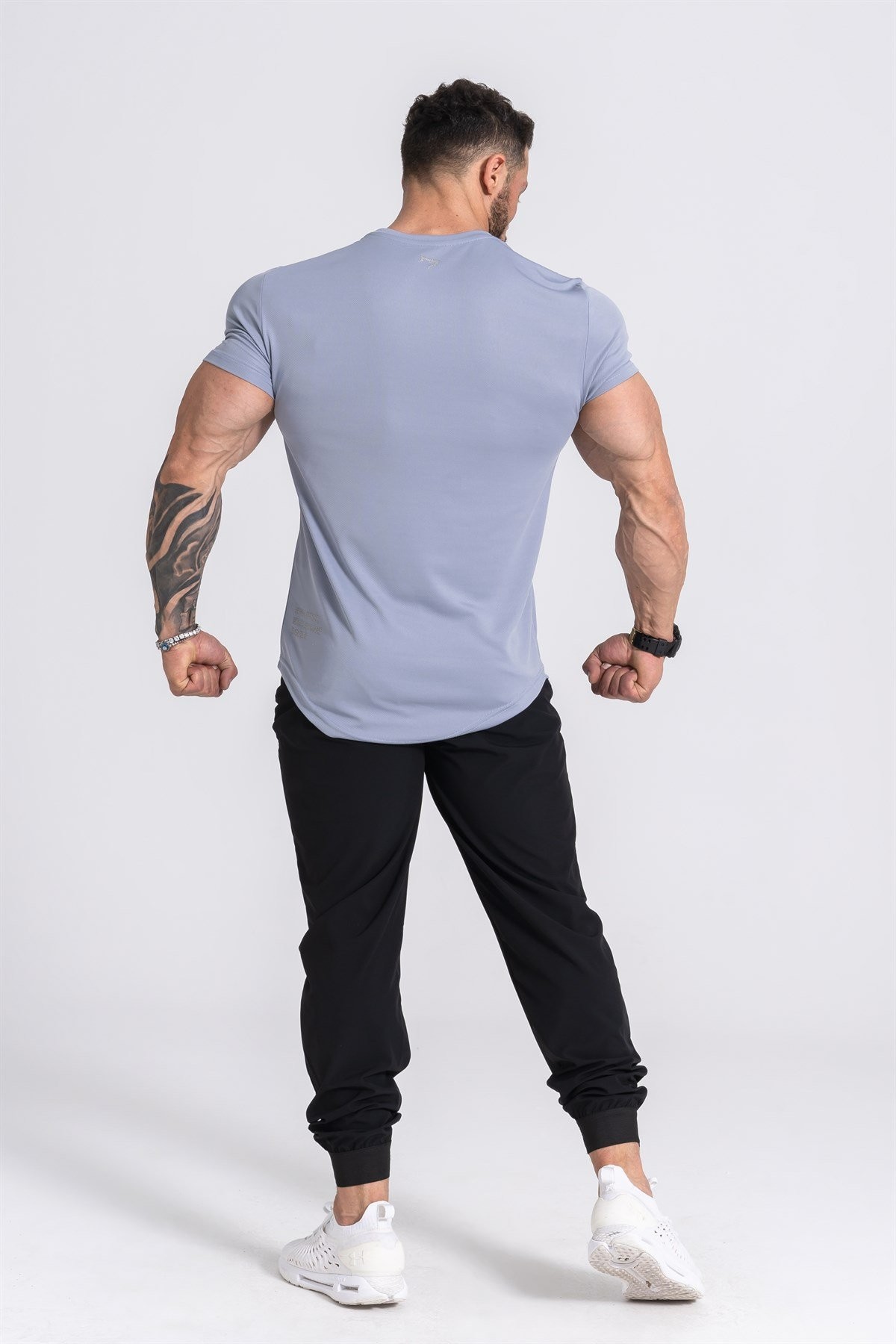 Gymwolves Pro Air Erkek Spor T-Shirt | Workout Tanktop | Never Give Up | Açık Gri | Pro Serisi |