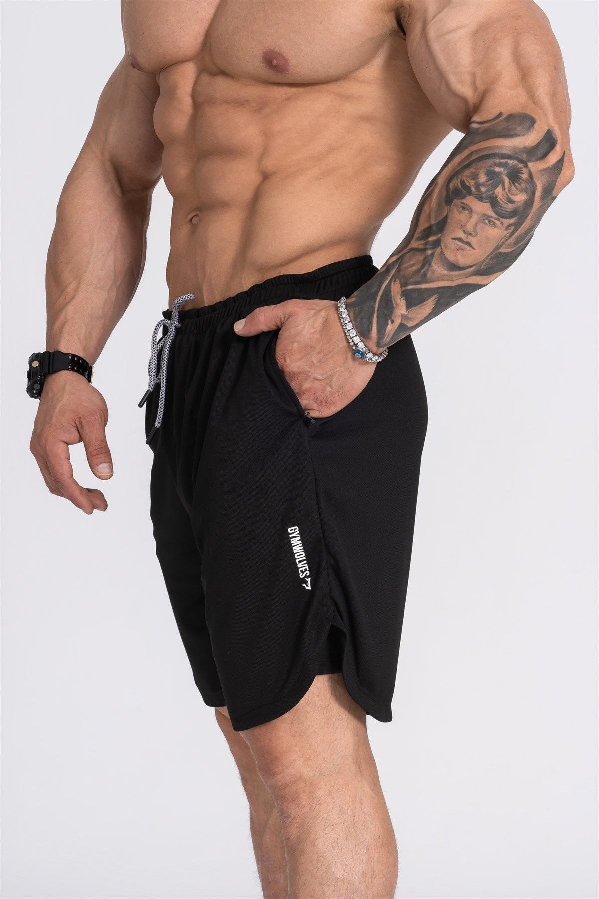 Gymwolves Erkek Spor Şort Çift Katmanlı | Siyah | Comfortable Serisi |