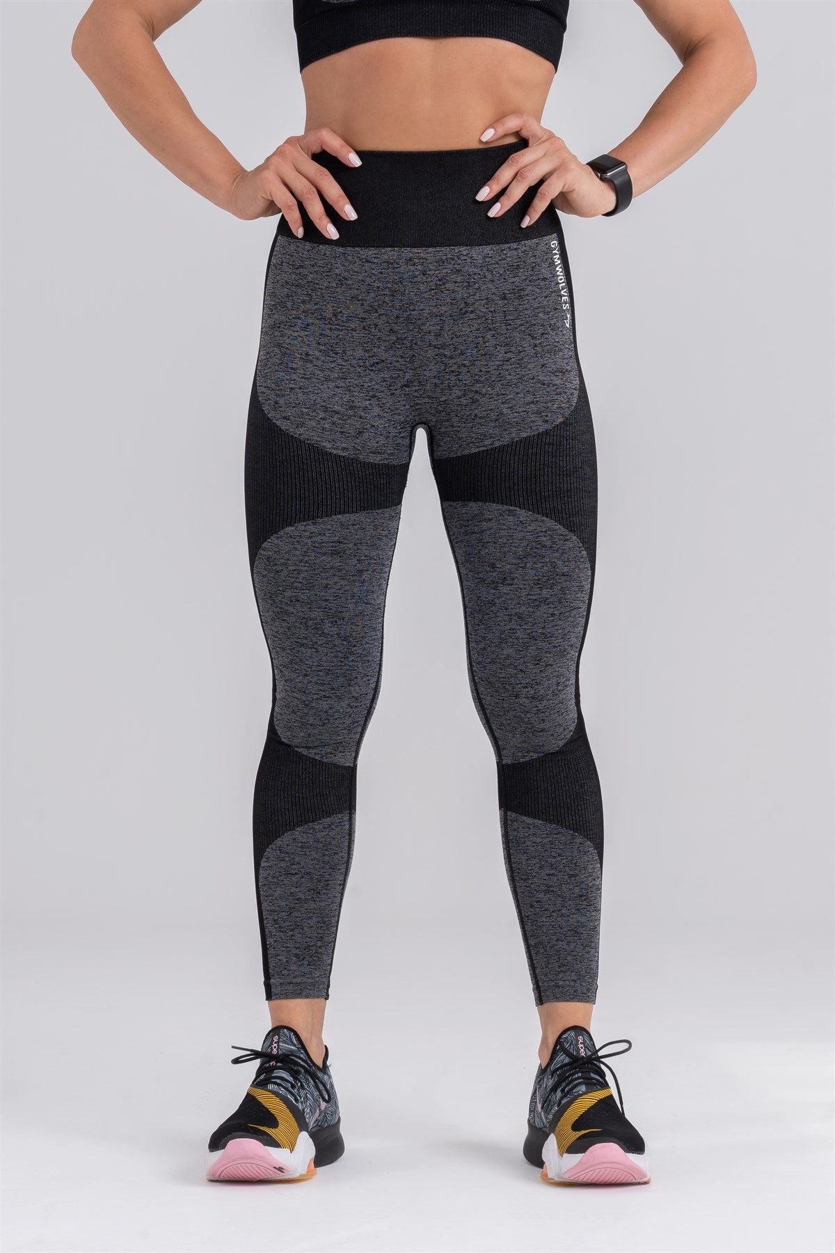 Gymwolves Dikişsiz Spor Tayt | Seamles Leggings | Siyah | Strong Serisi |