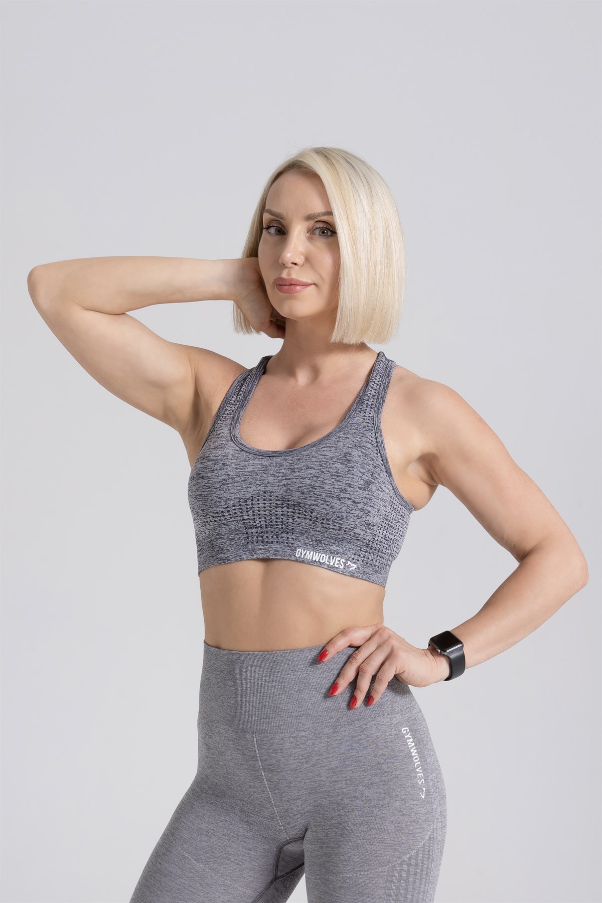 Gymwolves Dikişsiz Spor Sütyeni  | Seamless Bras | Ash Color | Activated Serisi |