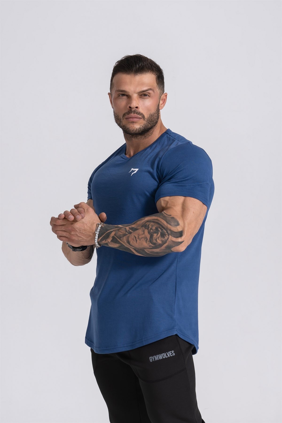 Gymwolves  Erkek Spor T-Shirt  | İndigo | Workout Tanktop |
