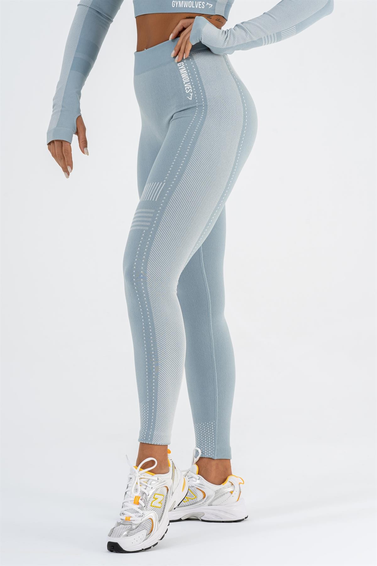 Gymwolves Dikişsiz Spor Tayt | Light Blue | Seamles Leggings |