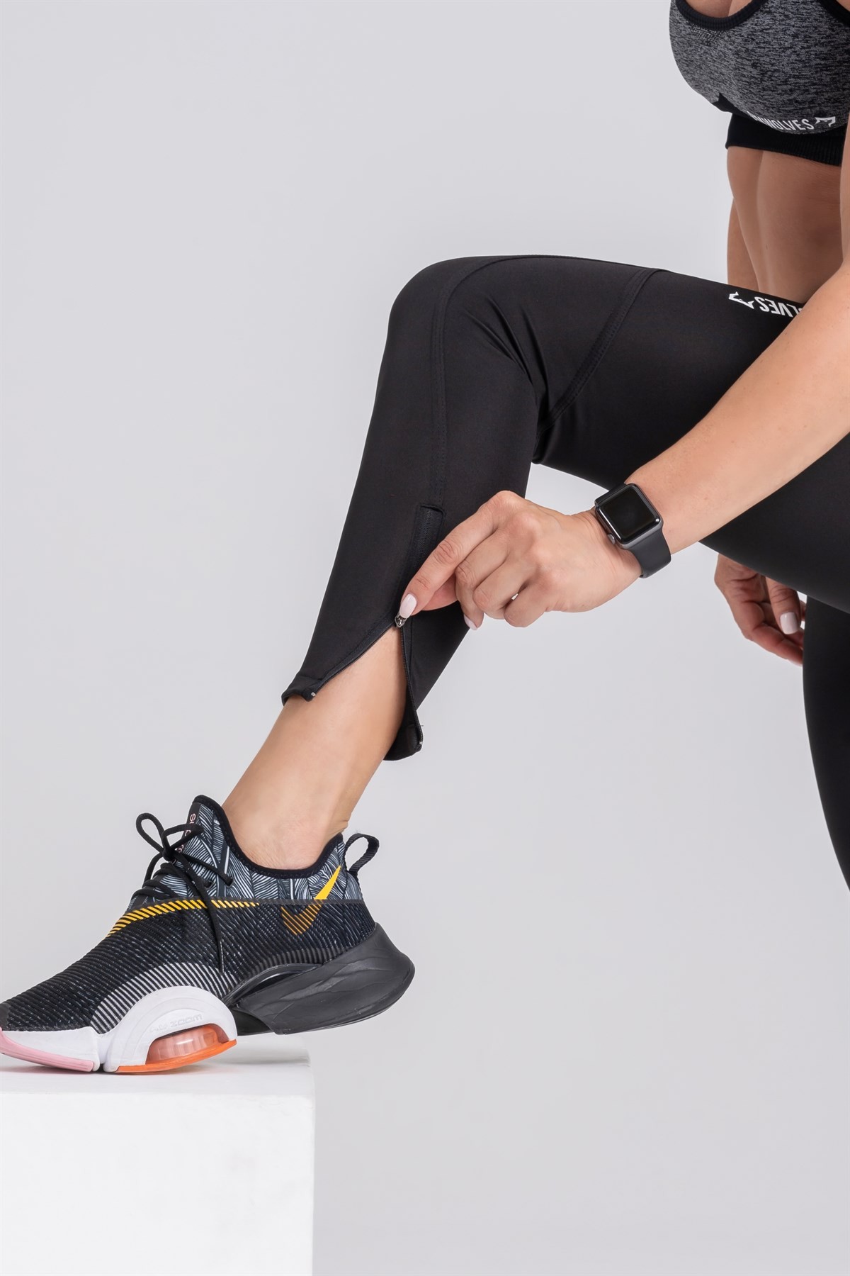 Gymwolves Spor Tayt | Push Up Woman Sports Leggings | Siyah | Running Series |