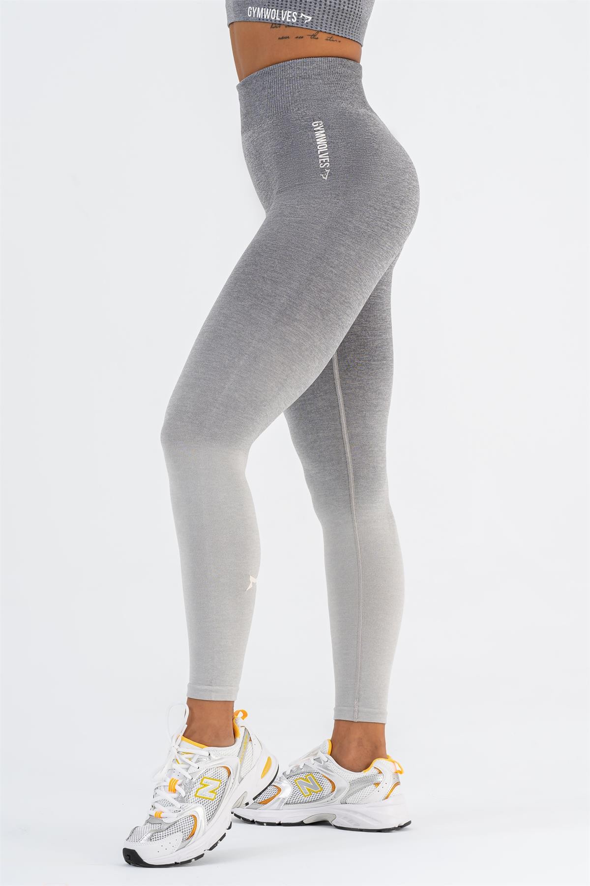 Gymwolves Dikişsiz Spor Tayt | Gri | Seamles Leggings | Ombre Serisi |