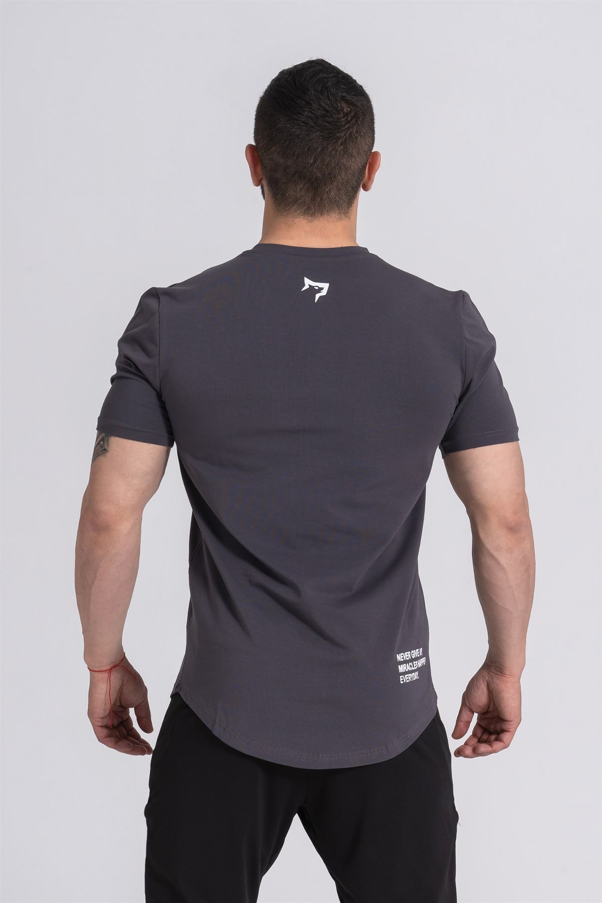 Gymwolves Erkek Spor T-Shirt | T-shirt | Workout Tanktop | Füme | Never Give Up |
