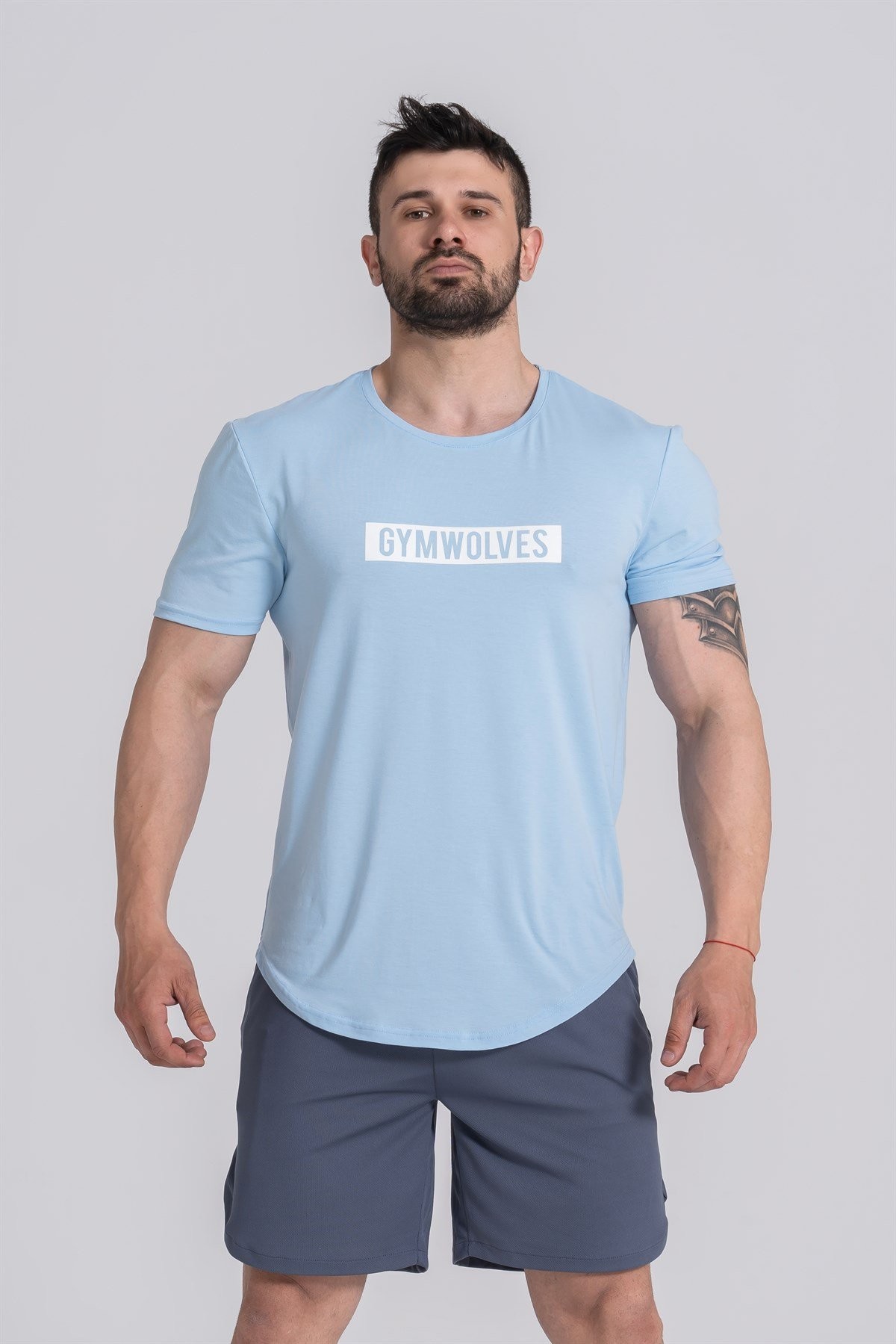 Gymwolves  Erkek Spor T-Shirt  | Light Blue | Workout T-Shirt |
