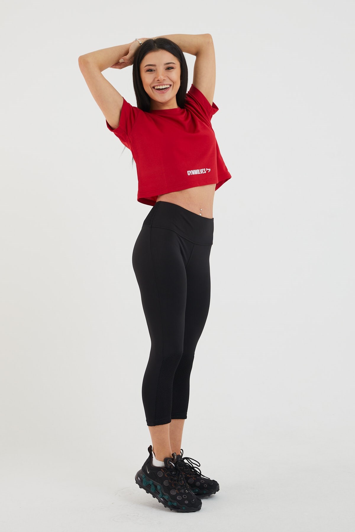 Gymwolves Kadın T-Shirt Crop/ Kırmızı |  Spor Tshirt