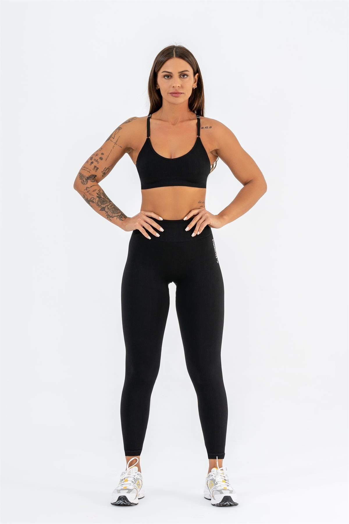 Gymwolves Dikişsiz Spor Sütyeni | Siyah | Seamles Bras | İnce Fitilli Model |