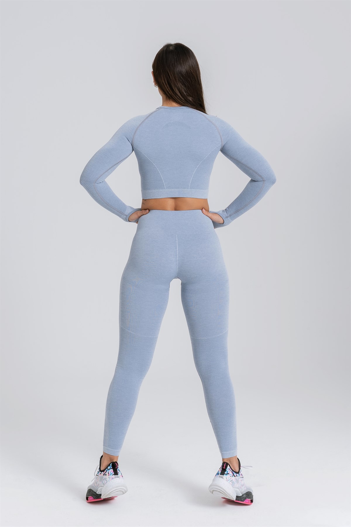 Gymwolves Dikişsiz Spor Tayt | Seamles Leggings | Light Blue | Enerji Serisi |