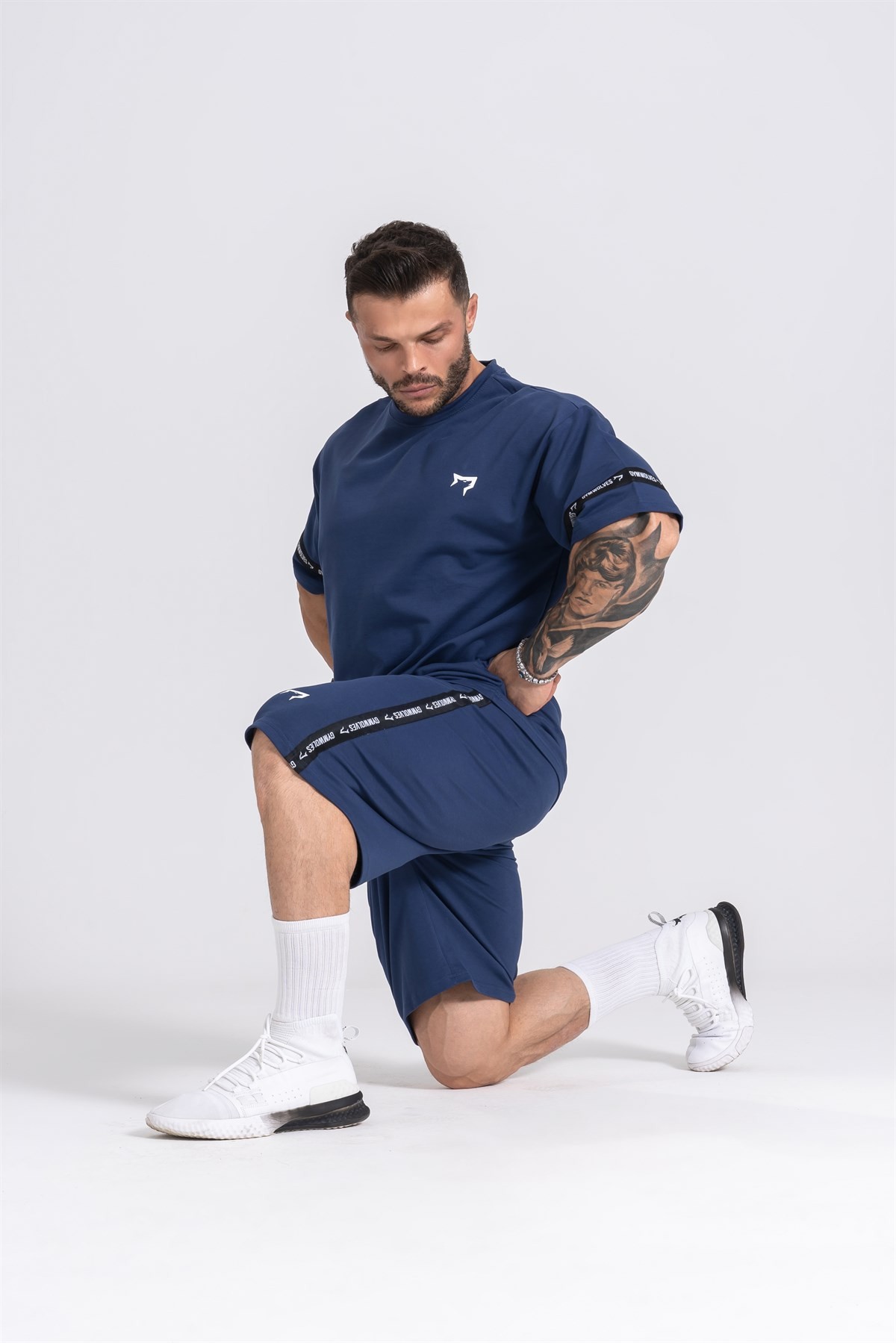 Gymwolves Erkek Şortlu Eşofman Takımı | Lacivert | Over Size Şortlu Eşofman Takımı|