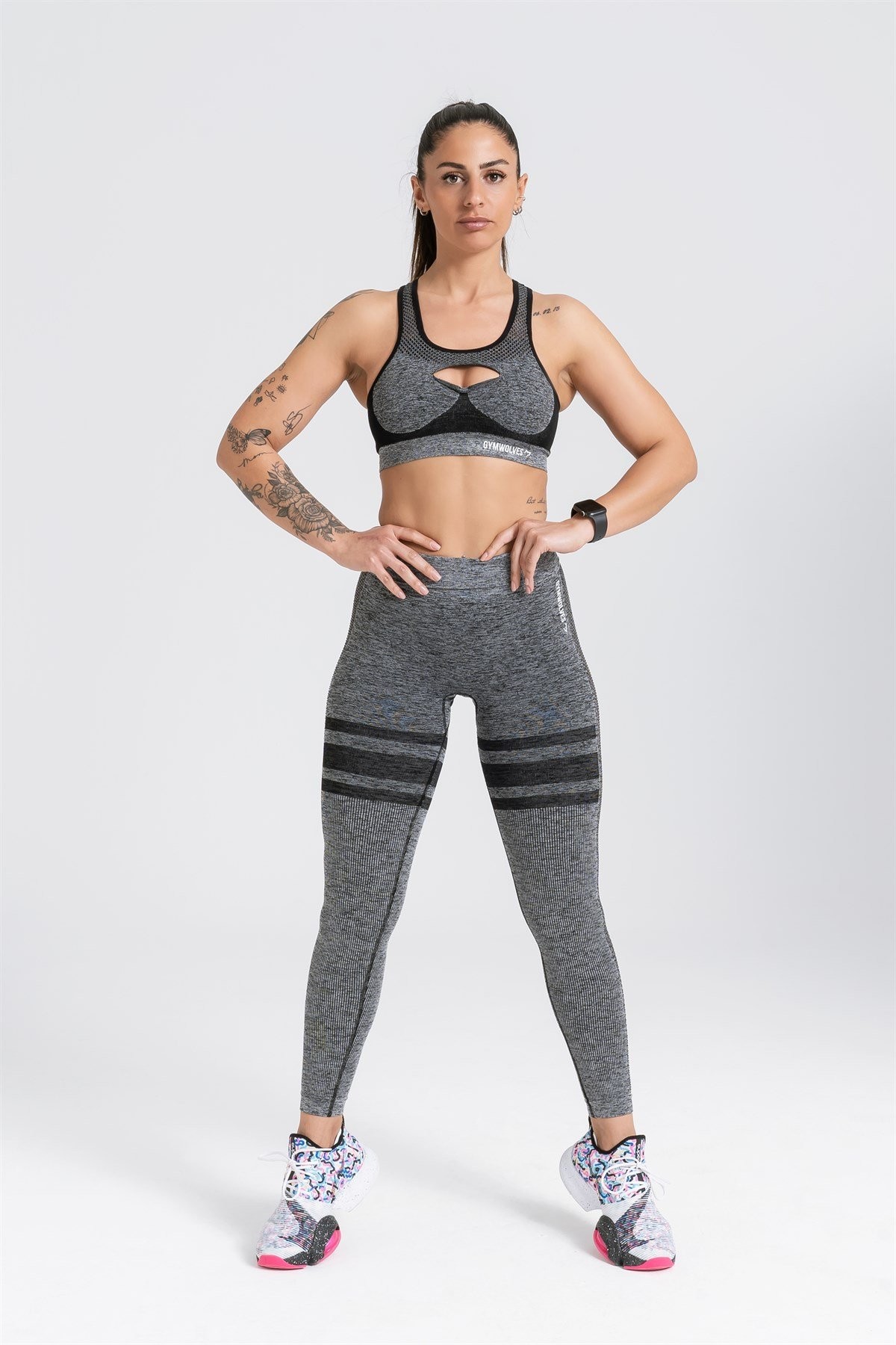 Gymwolves Dikişsiz Spor Tayt | Seamles Leggings | Siyah | Queen Serisi |