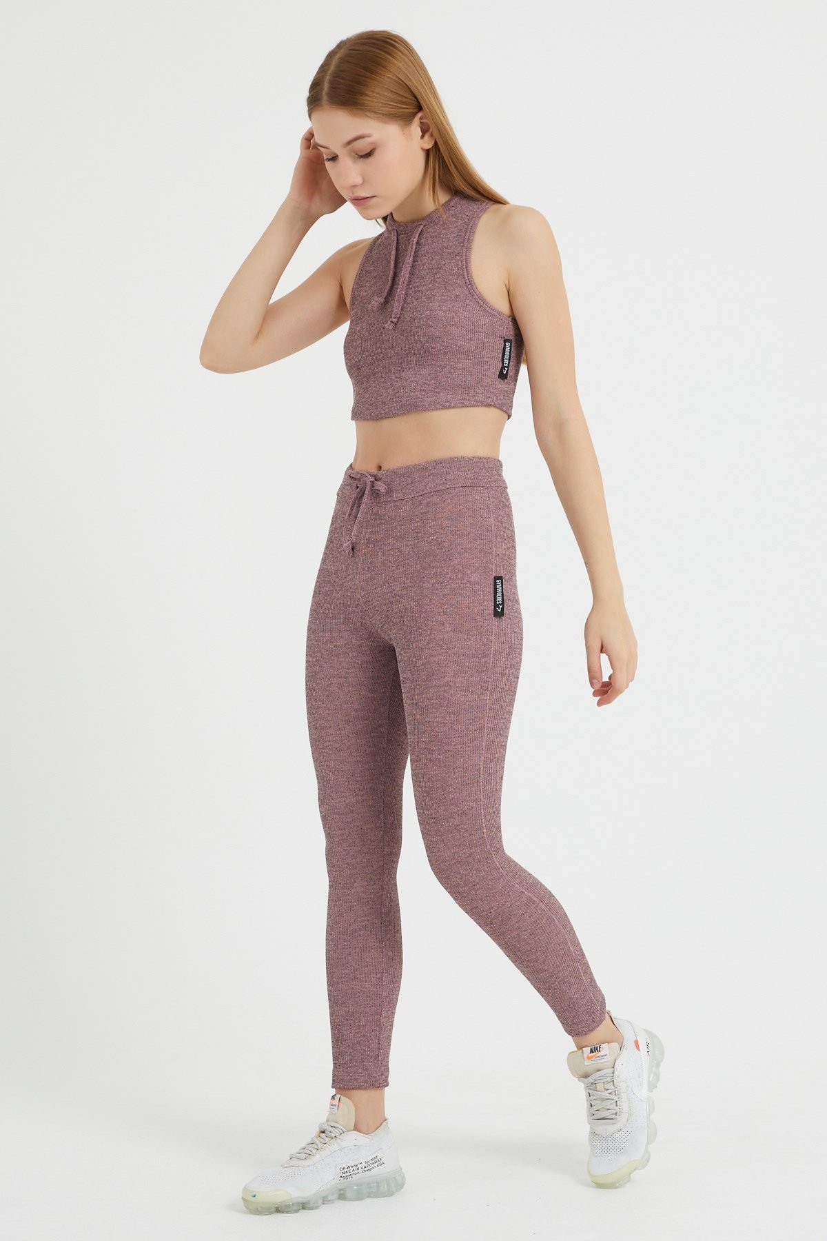 Gymwolves Kadın Eşofman Takımı 3 lü Set | Pembe |  Bra | Hoodie | Bottom |