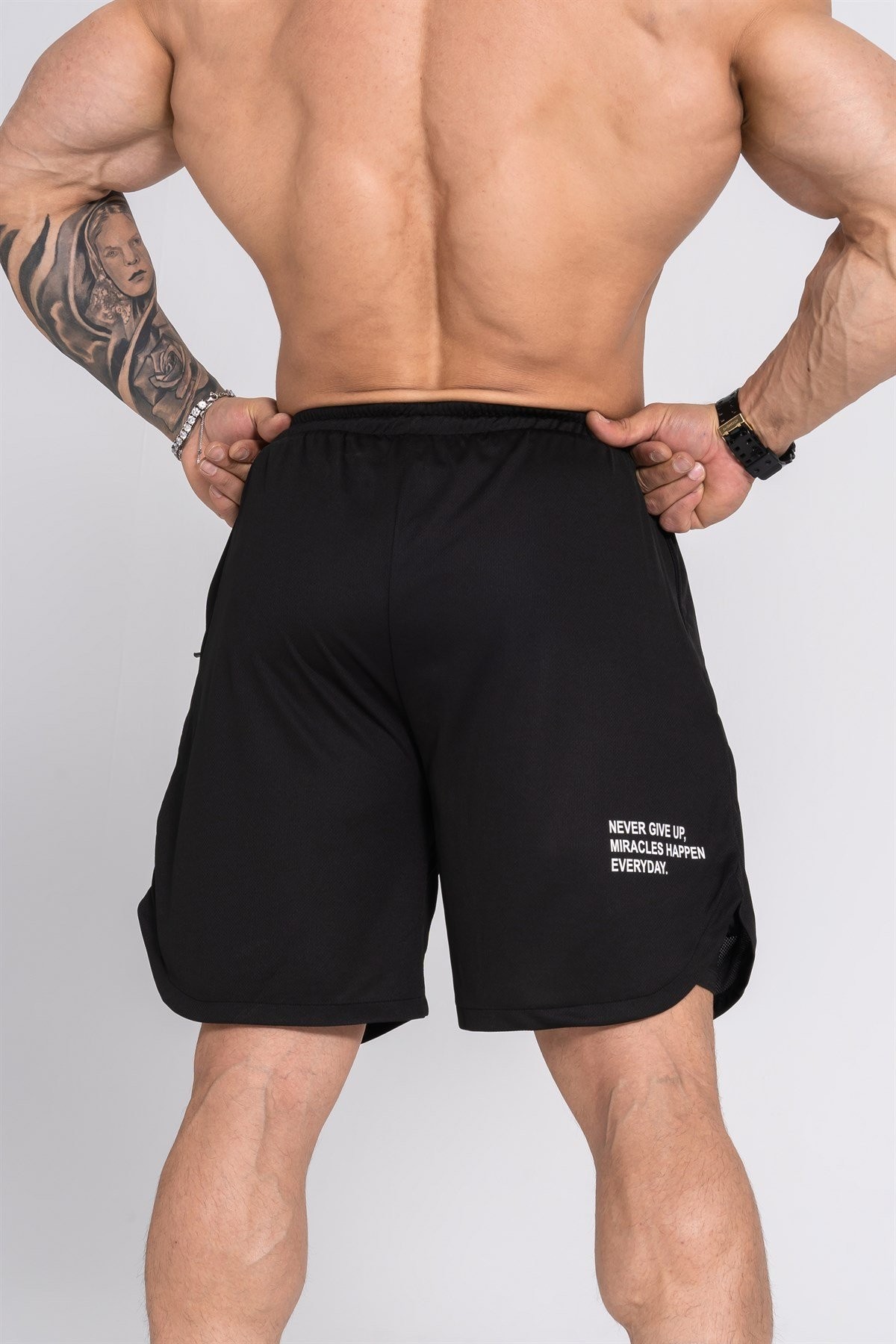 Gymwolves Erkek Spor Şort Çift Katmanlı | Siyah | Comfortable Serisi |