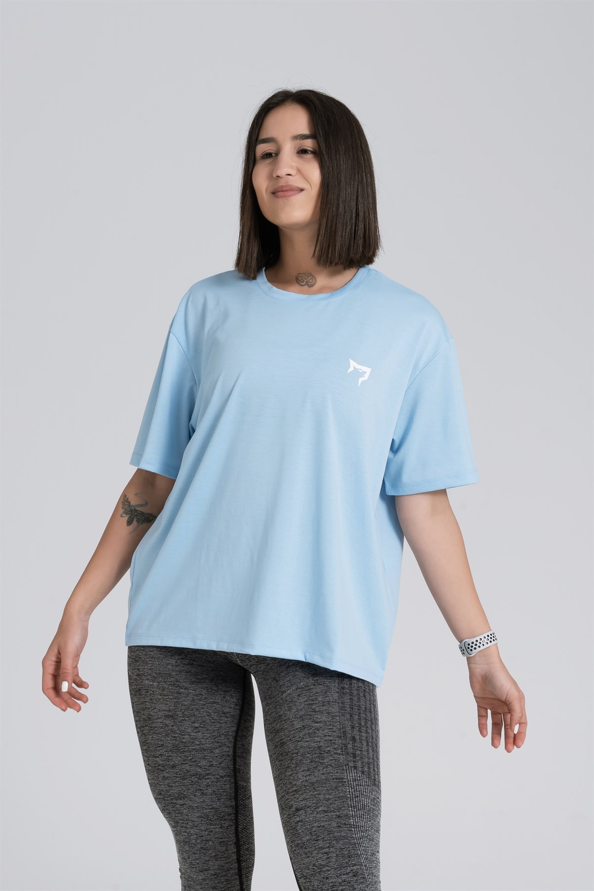 Gymwolves Oversize Kadın T-Shirt | Light Blue | Cotton Serisi |