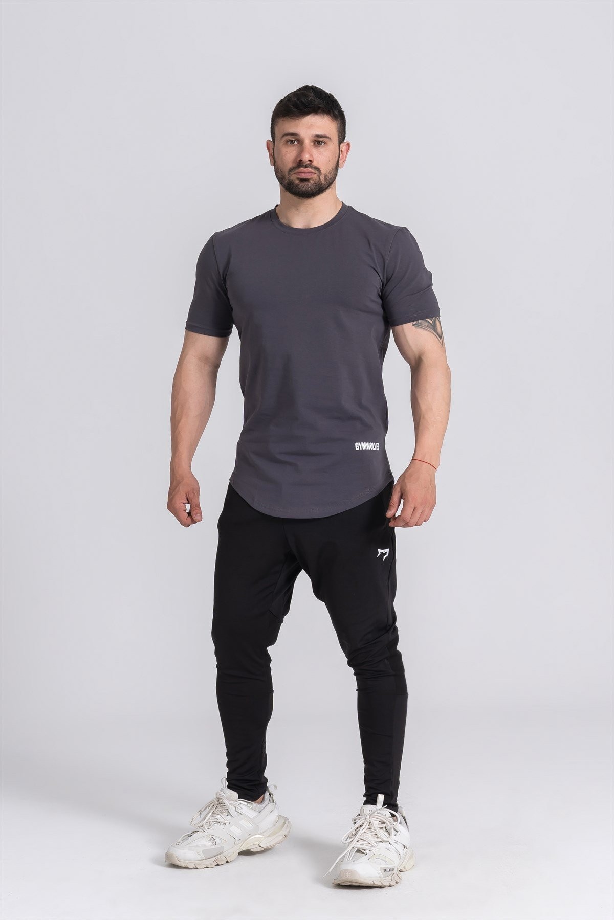 Gymwolves Erkek Spor T-Shirt | T-shirt | Workout Tanktop | Füme | Never Give Up |
