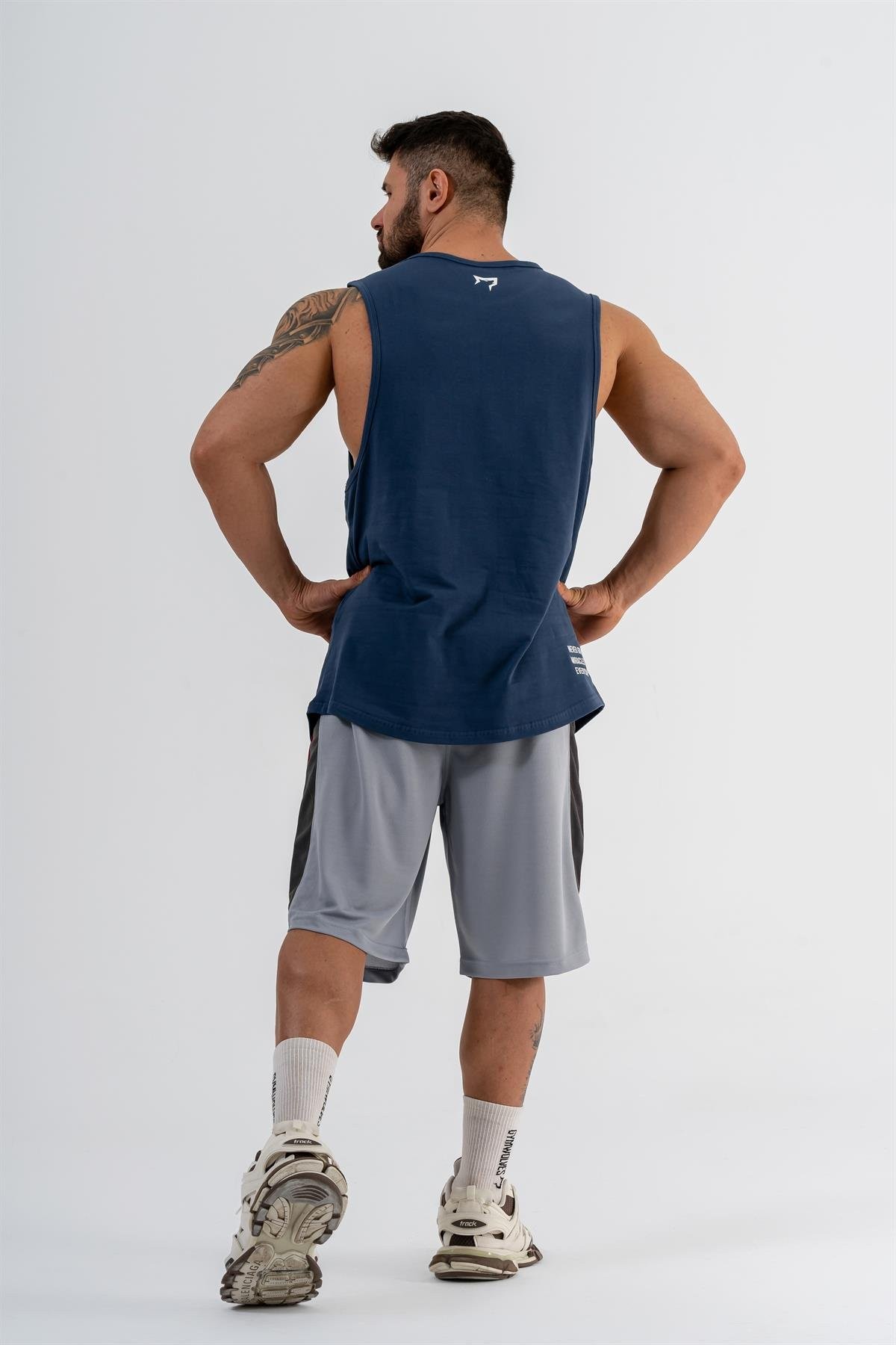 Gymwolves Erkek Kolsuz T-Shirt | Erkek Spor T-shirt | Workout Tanktop | İndigo | Never Give Up |