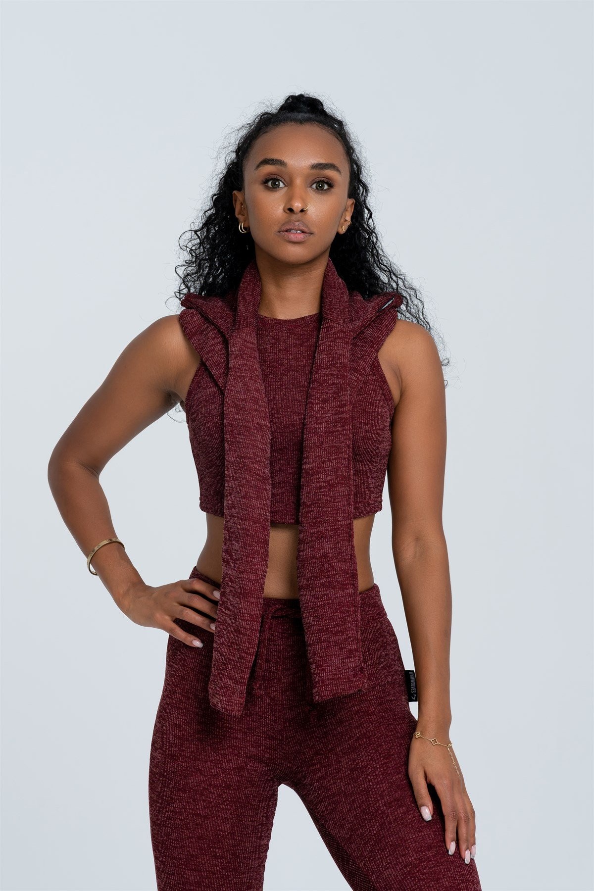 Gymwolves Kadın Eşofman Takımı 3 lü Set | Kırmızı | Bra | Hoodie | Bottom |