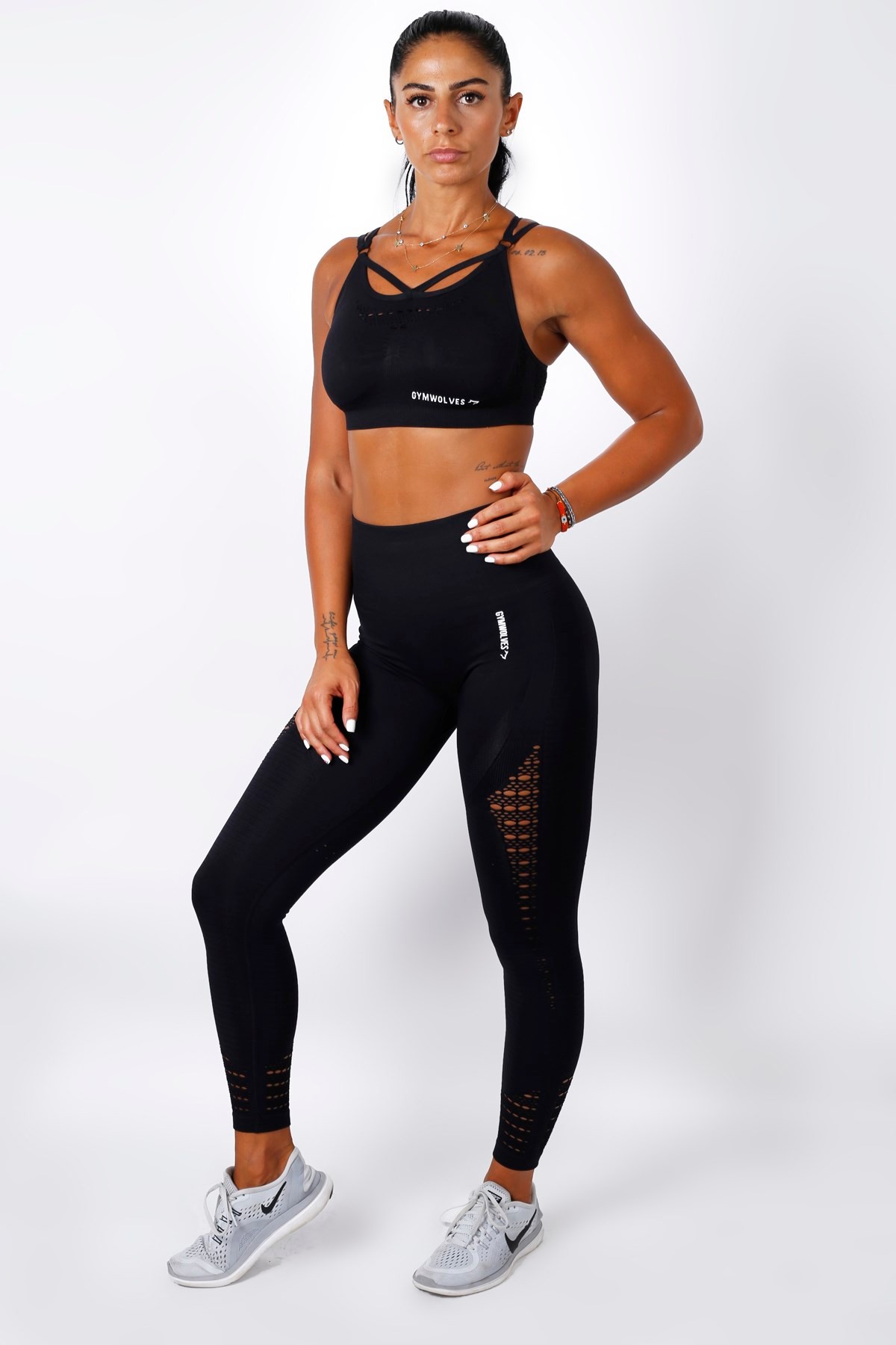 Gymwolves Dikişsiz Spor Tayt | Seamles Leggings | Siyah | Motive Serisi |