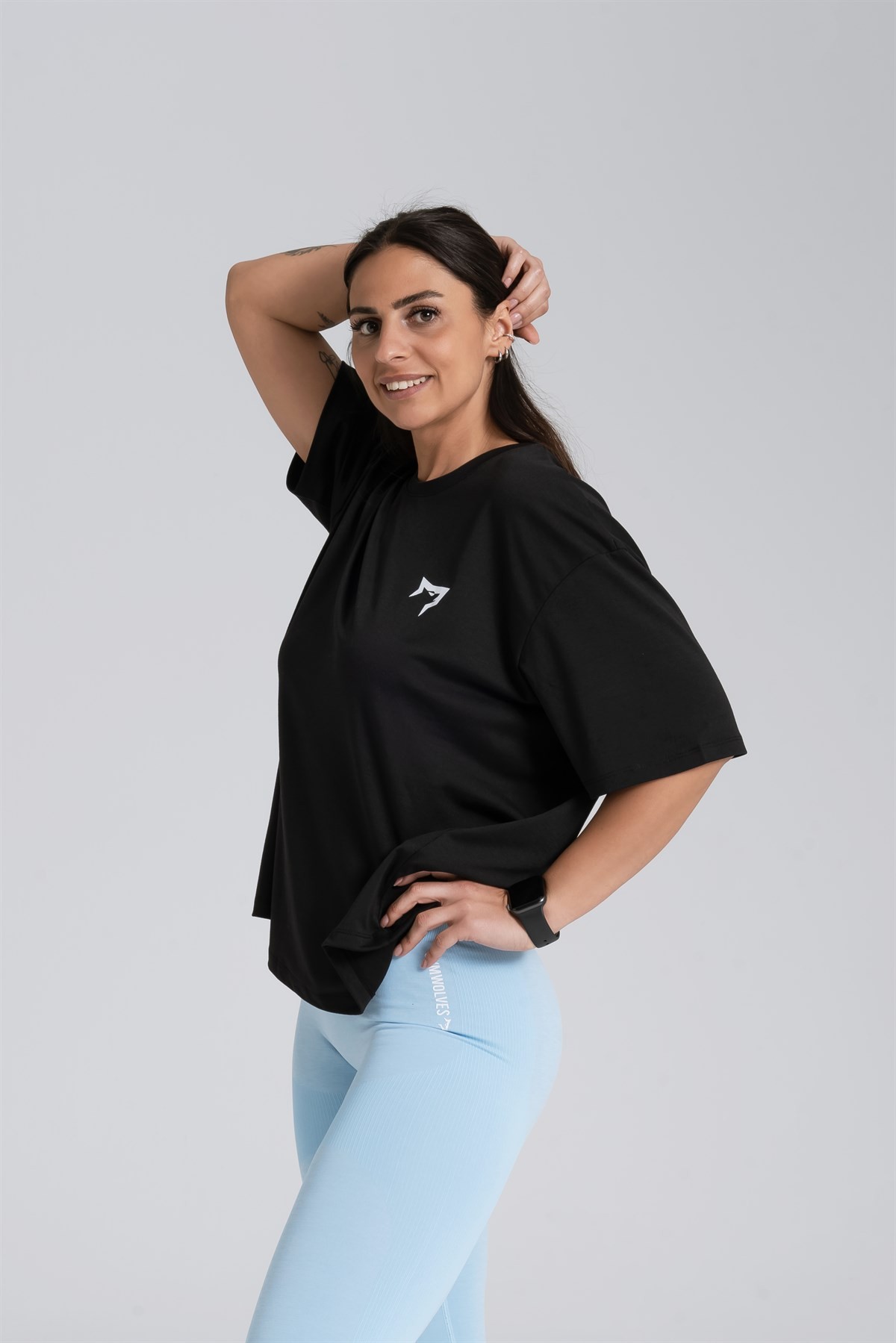 Gymwolves Oversize Kadın T-Shirt | Siyah | Cotton Serisi |