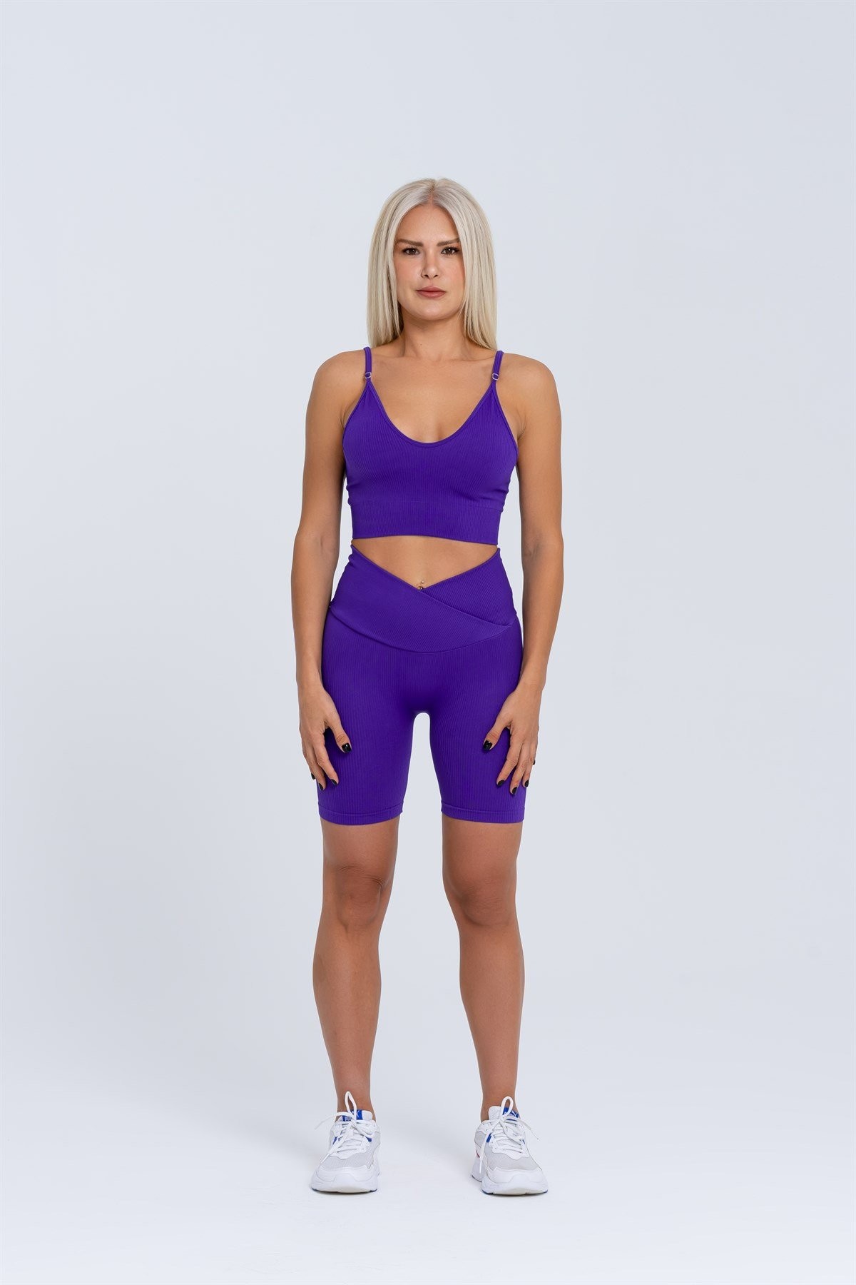 Gymwolves Dikişsiz Spor Sütyeni | Mor | Seamles Bras | Fitilli Model |