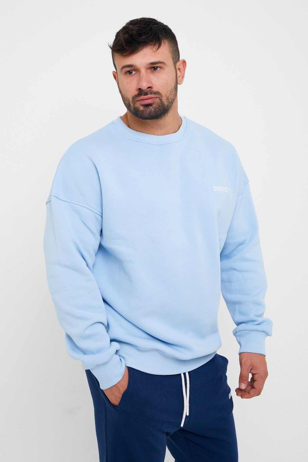 Gymwolves Erkek Sweatshirt | Light Blue |