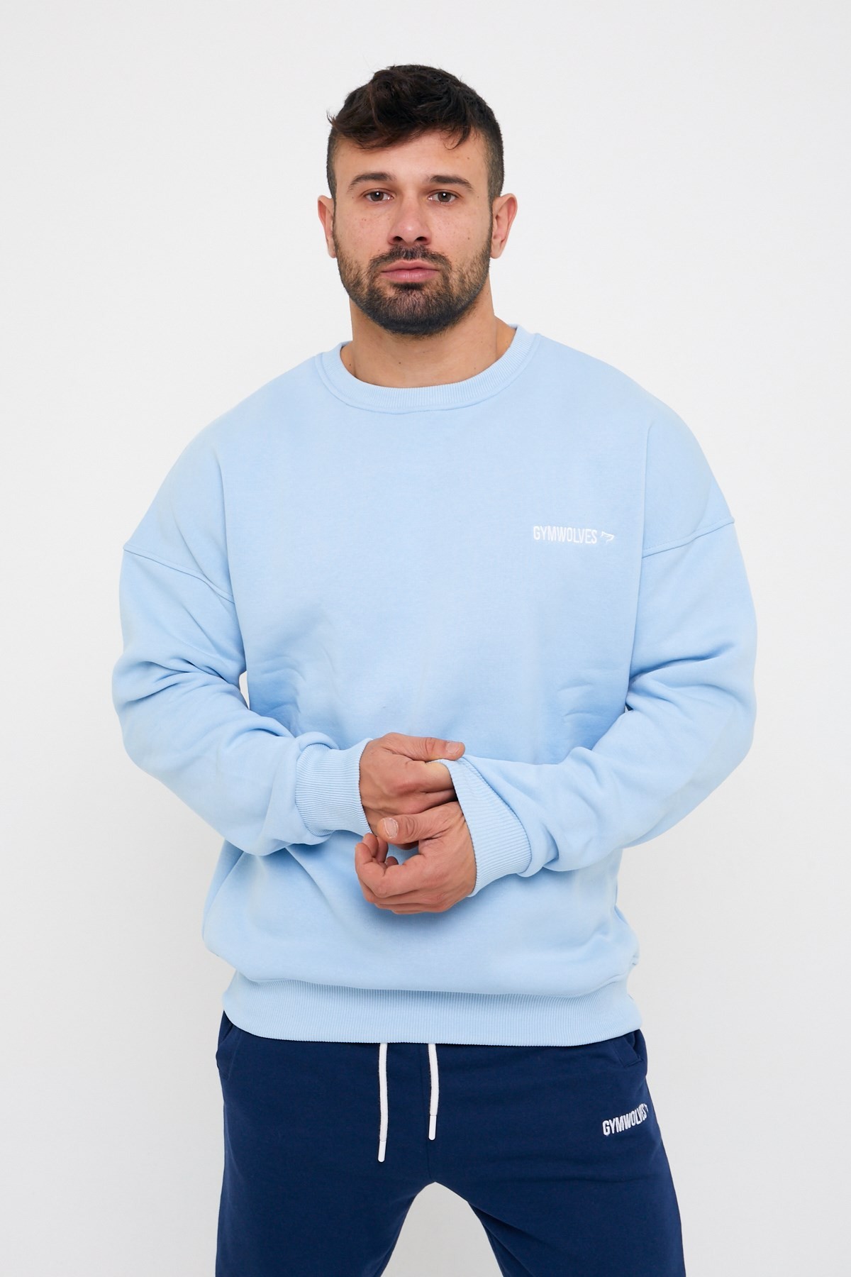 Gymwolves Erkek Sweatshirt | Light Blue |