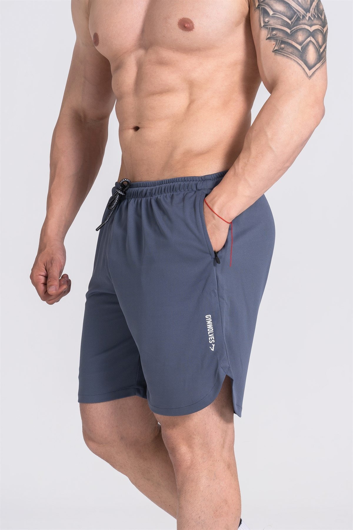 Gymwolves Erkek Spor Şort Çift Katmanlı | Dark Gray | Comfortable Serisi |