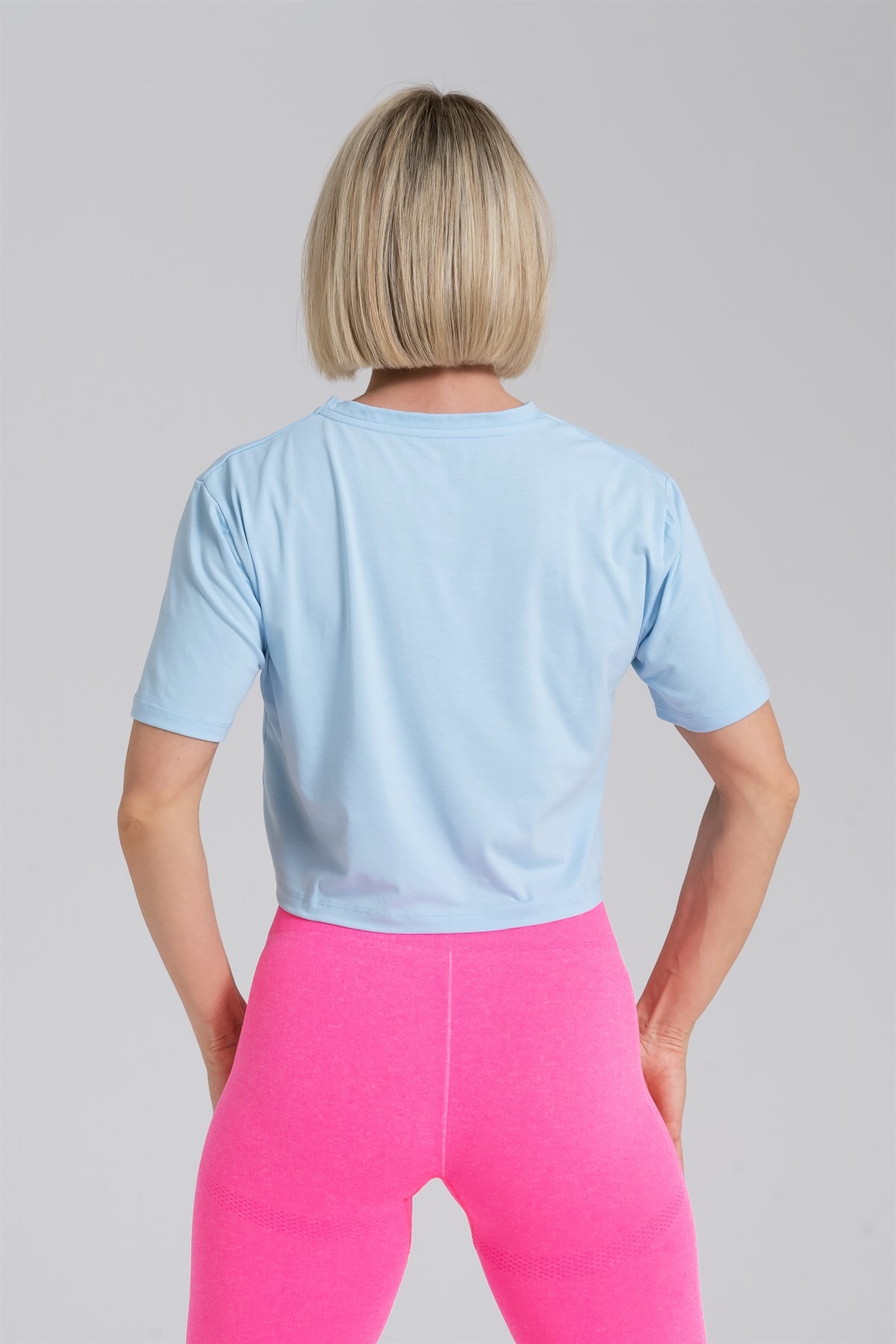 Gymwolves Relax Kadın Crop Tops | Light Blue | Cotton Serisi |