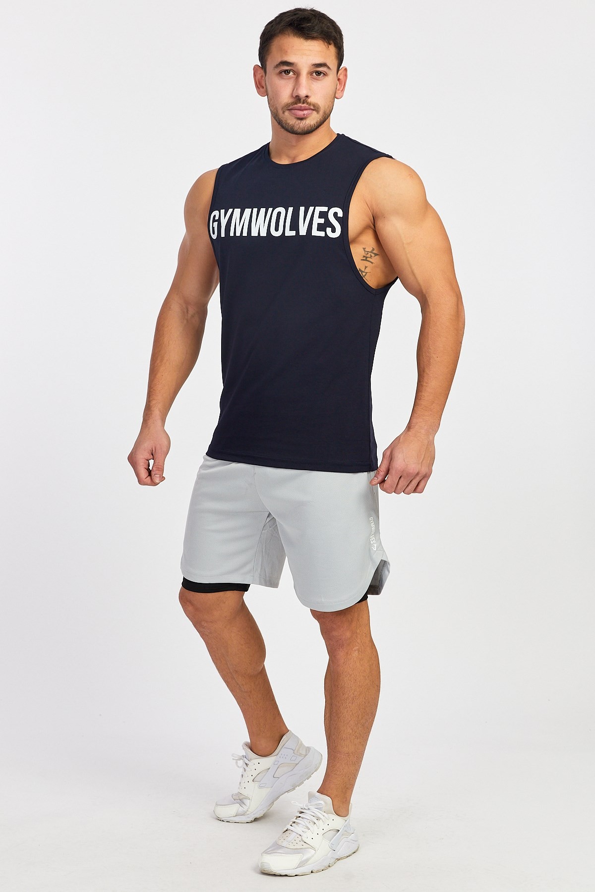 Gymwolves Erkek Kolsuz T-Shirt | Erkek Spor T-shirt | Lacivert | Workout Tanktop |