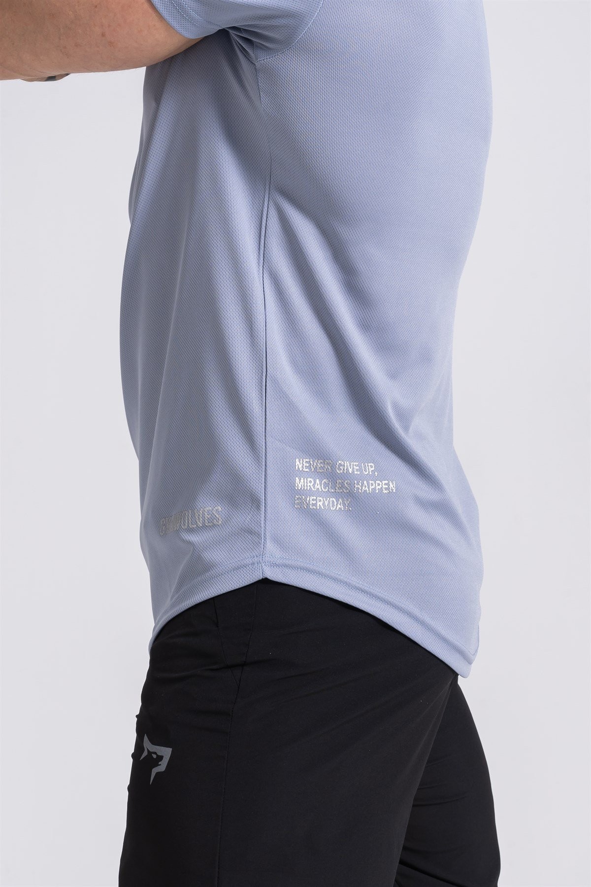 Gymwolves Pro Air Erkek Spor T-Shirt | Workout Tanktop | Never Give Up | Açık Gri | Pro Serisi |