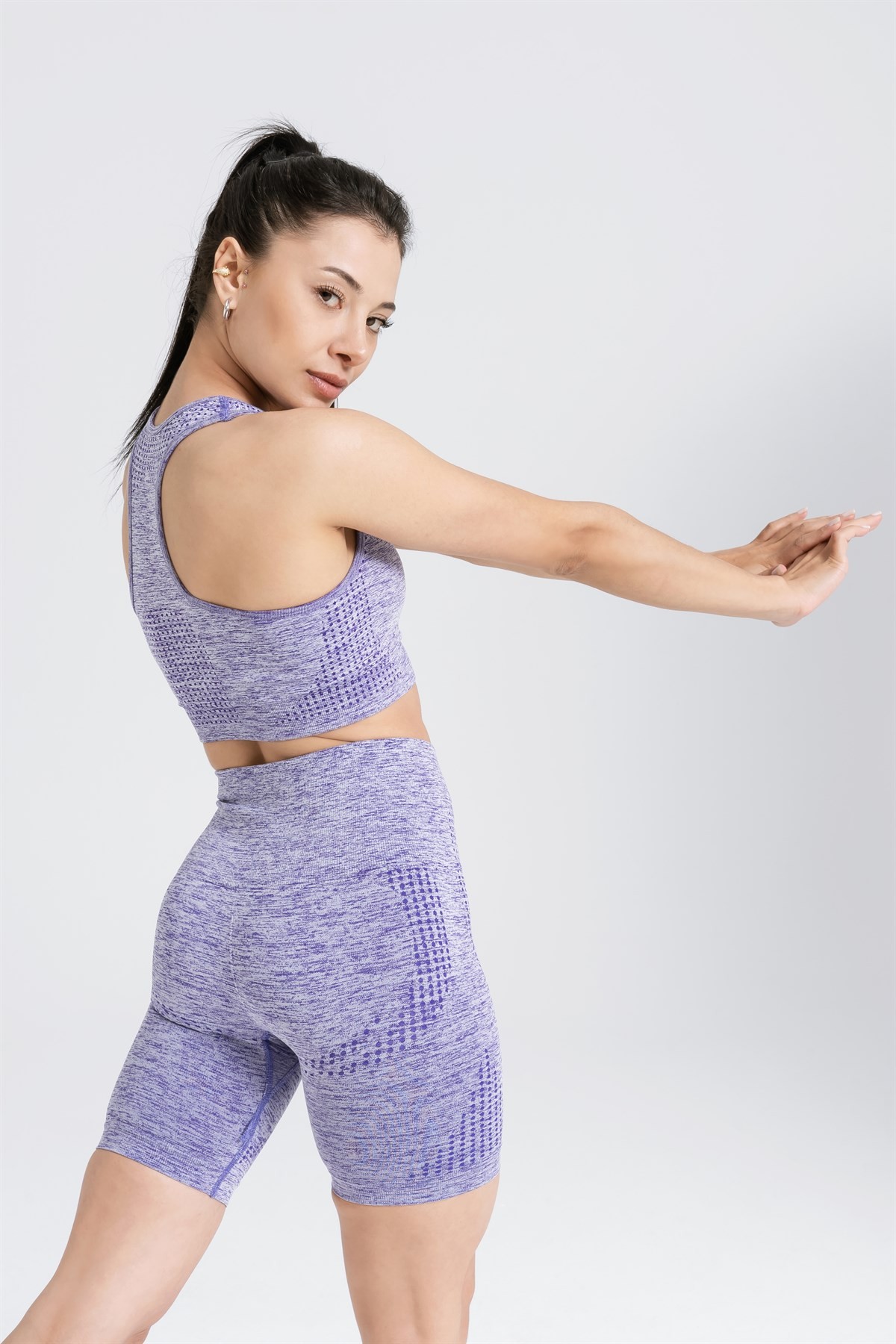 Gymwolves Kadın Spor Şort | Mor | Aktivated Serisi | Dikişsiz Spor Şort | Woman Biker Sports Sorts