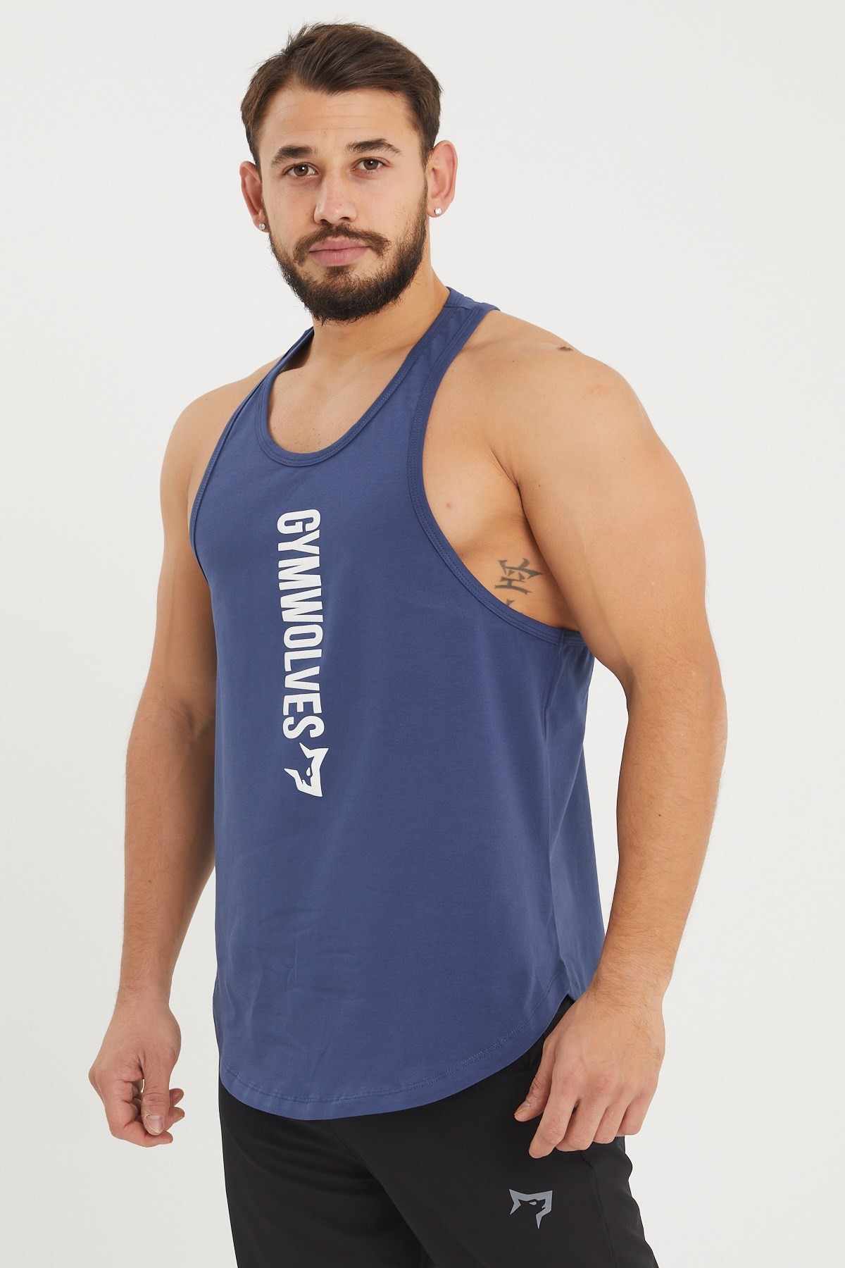 Gymwolves Spor Atleti | Stringer | Workout Tanktop | İndigo | Comfortable Serisi
