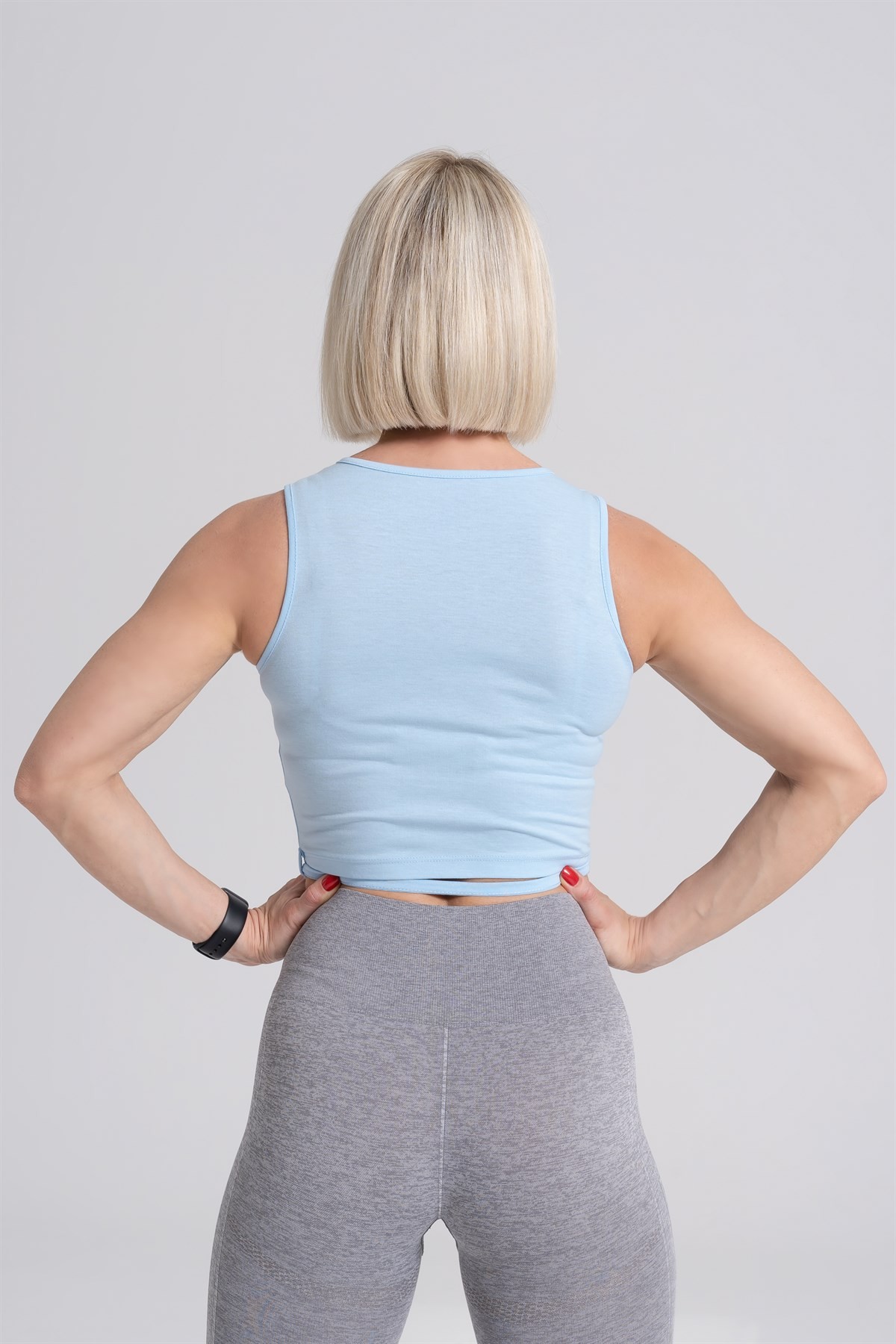 Gymwolves Bağ Detaylı Body Crop Tops | Light Blue | Cotton Serisi |