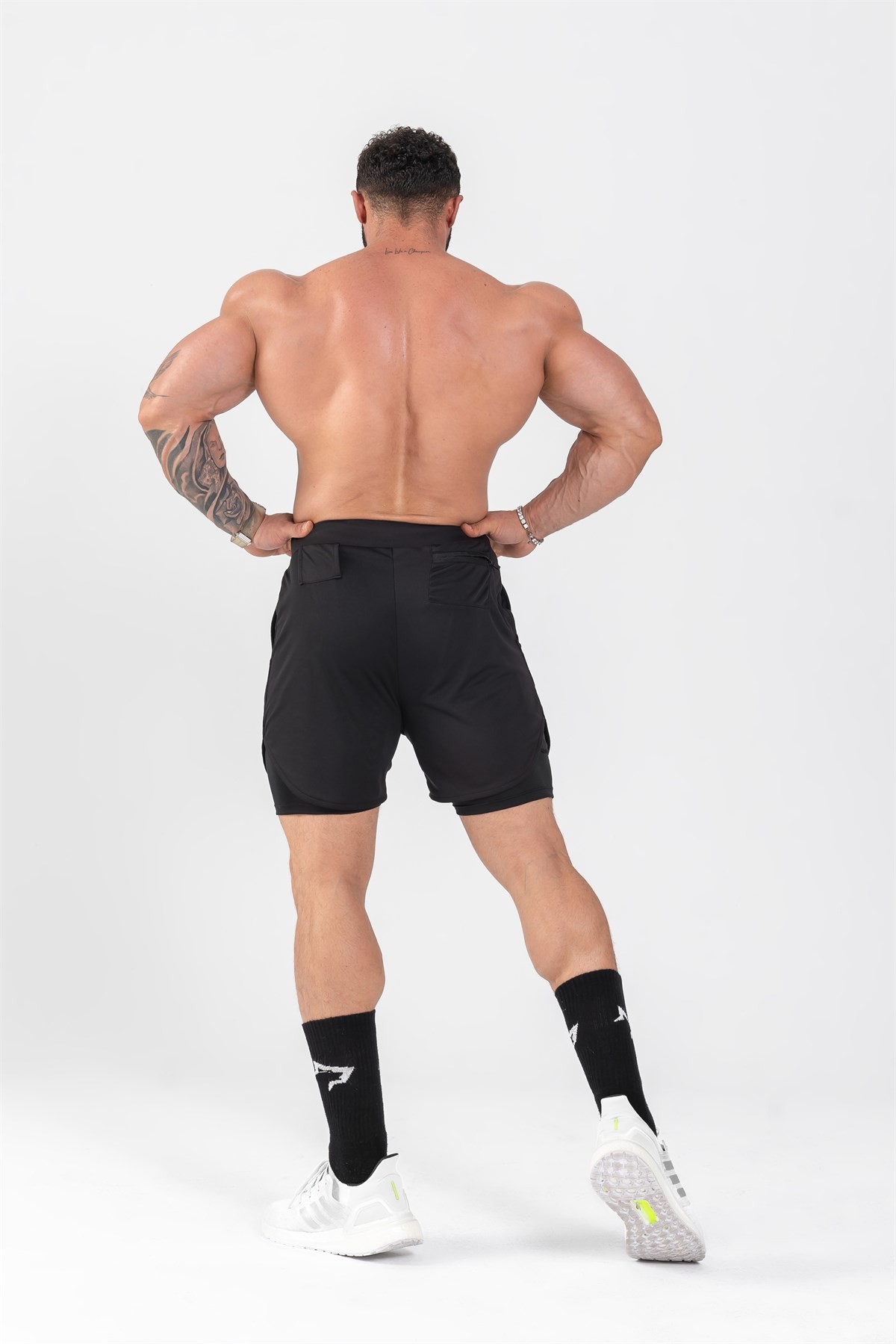 Gymwolves Erkek Spor Şort Çift Katmanlı | Siyah | Comfortable Serisi |