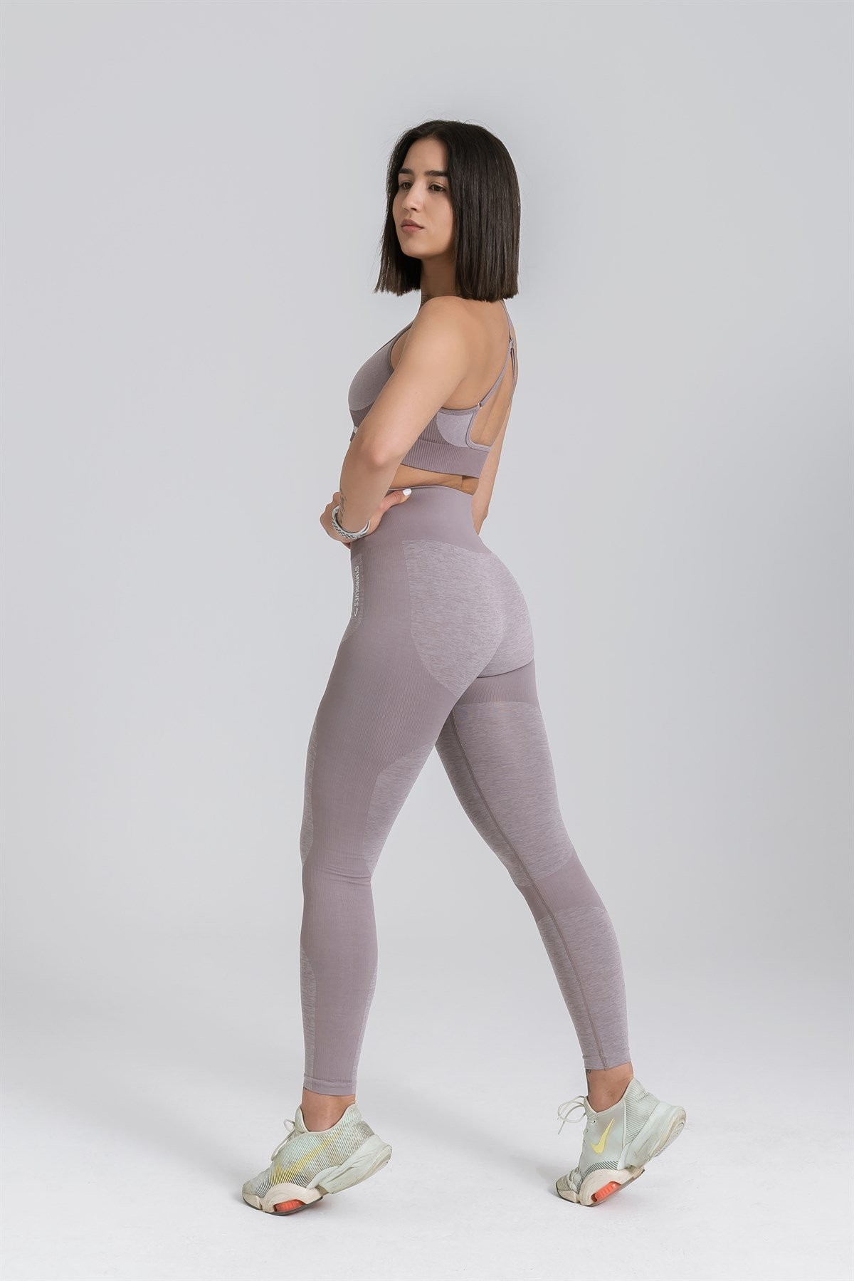 Gymwolves Dikişsiz Spor Tayt | Seamles Leggings | Kahverengi | Strong Serisi |