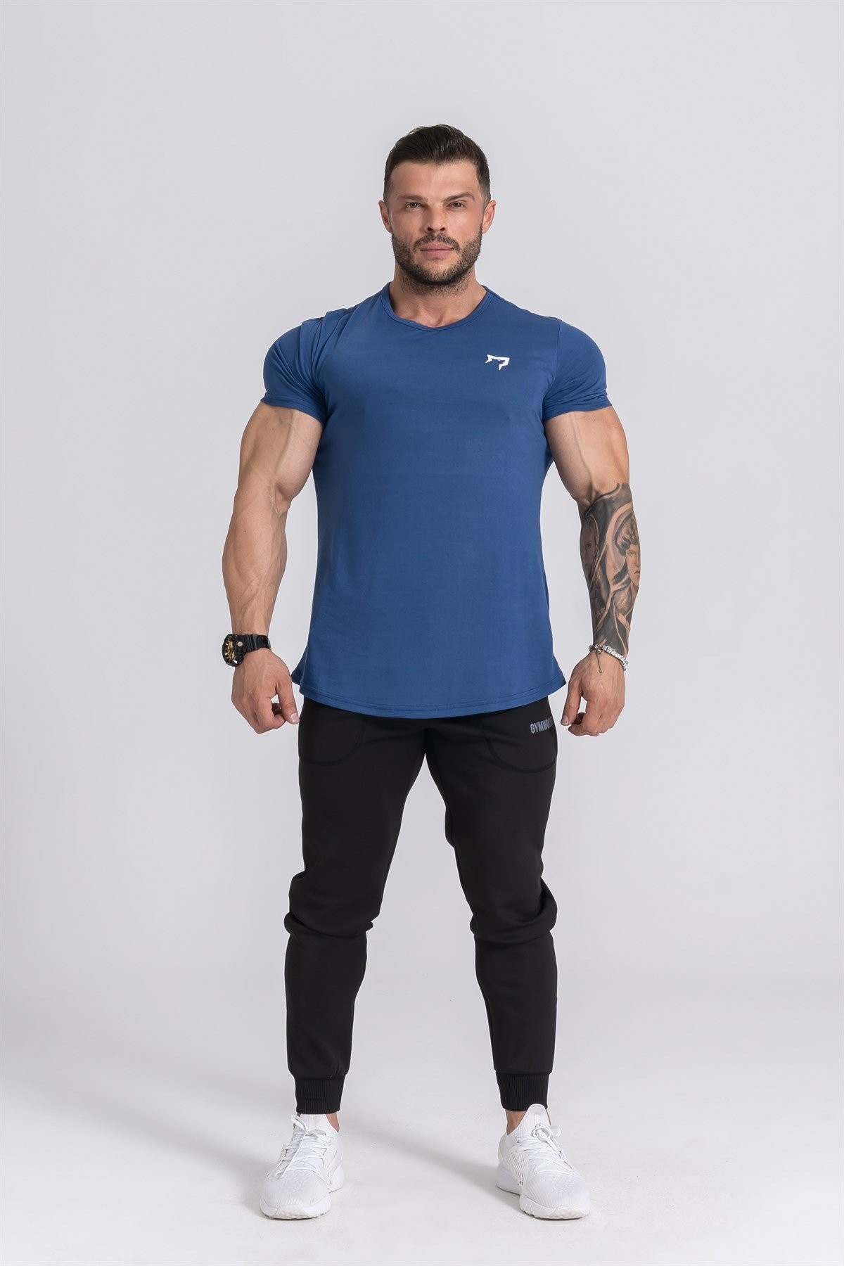 Gymwolves  Erkek Spor T-Shirt  | İndigo | Workout Tanktop |