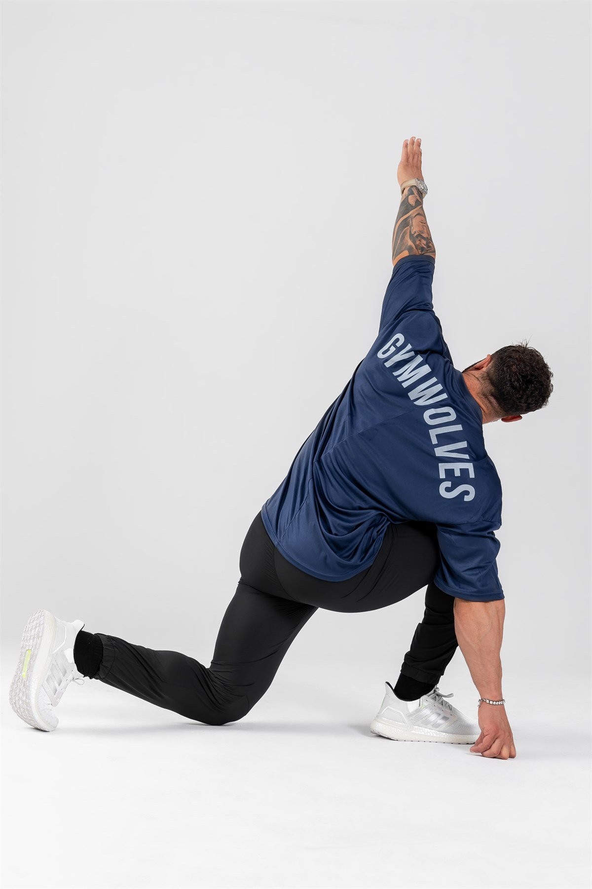 Gymwolves Erkek Over Size Spor T-Shirt | Lacivert | Workout T-Shirt | Relax Serisi |