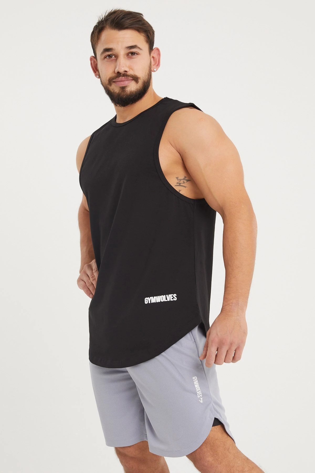 Gymwolves Erkek Kolsuz T-Shirt | Erkek Spor T-shirt | Workout Tanktop | Siyah | Never Give Up |