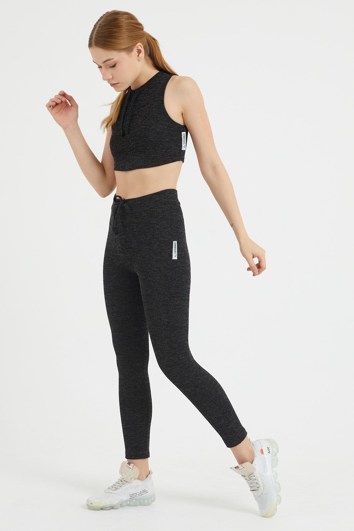 Gymwolves Kadın Eşofman Takımı 3 lü Set | Siyah | Bra | Hoodie | Bottom |