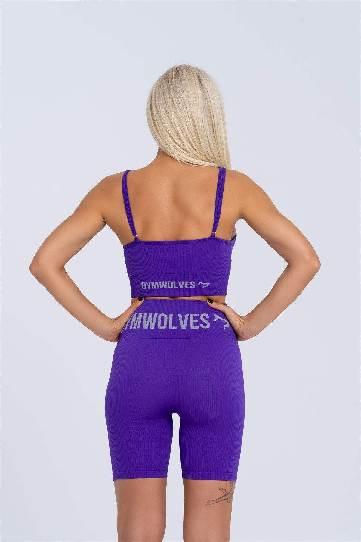 Gymwolves Dikişsiz Spor Sütyeni | Mor | Seamles Bras | Fitilli Model |