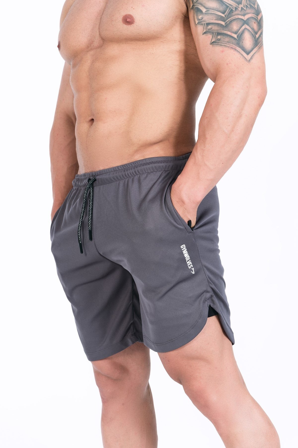 Gymwolves Erkek Spor Şort Çift Katmanlı | Dark Gray | Comfortable Serisi |