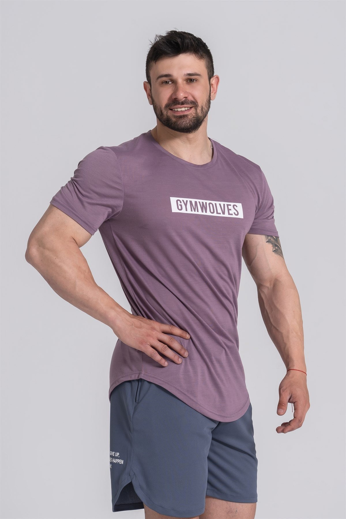 Gymwolves  Erkek Spor T-Shirt  | Mor | Workout T-Shirt |